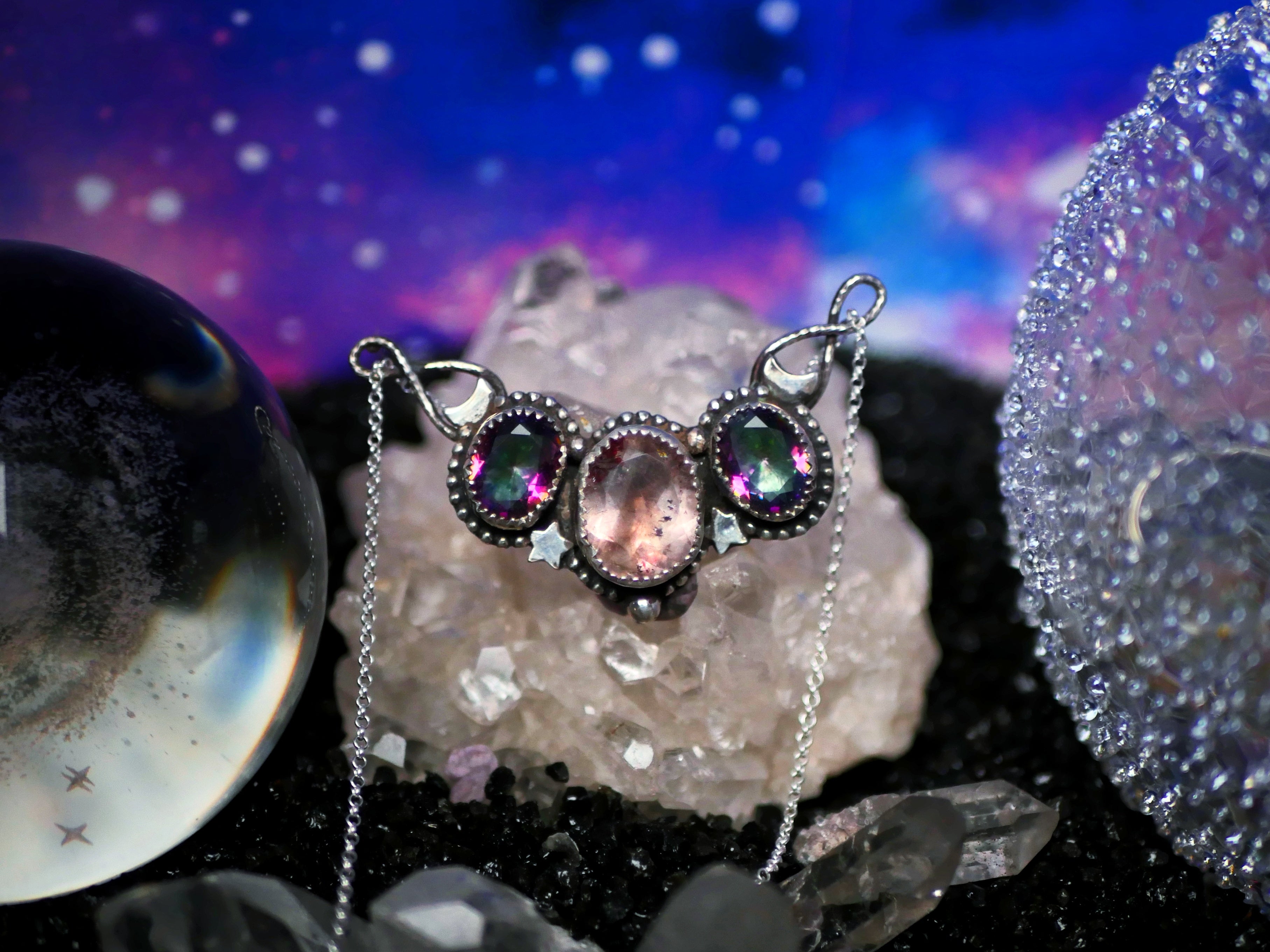 Collier Cosmique II - Super Seven & Topazes mystiques - Argent 925