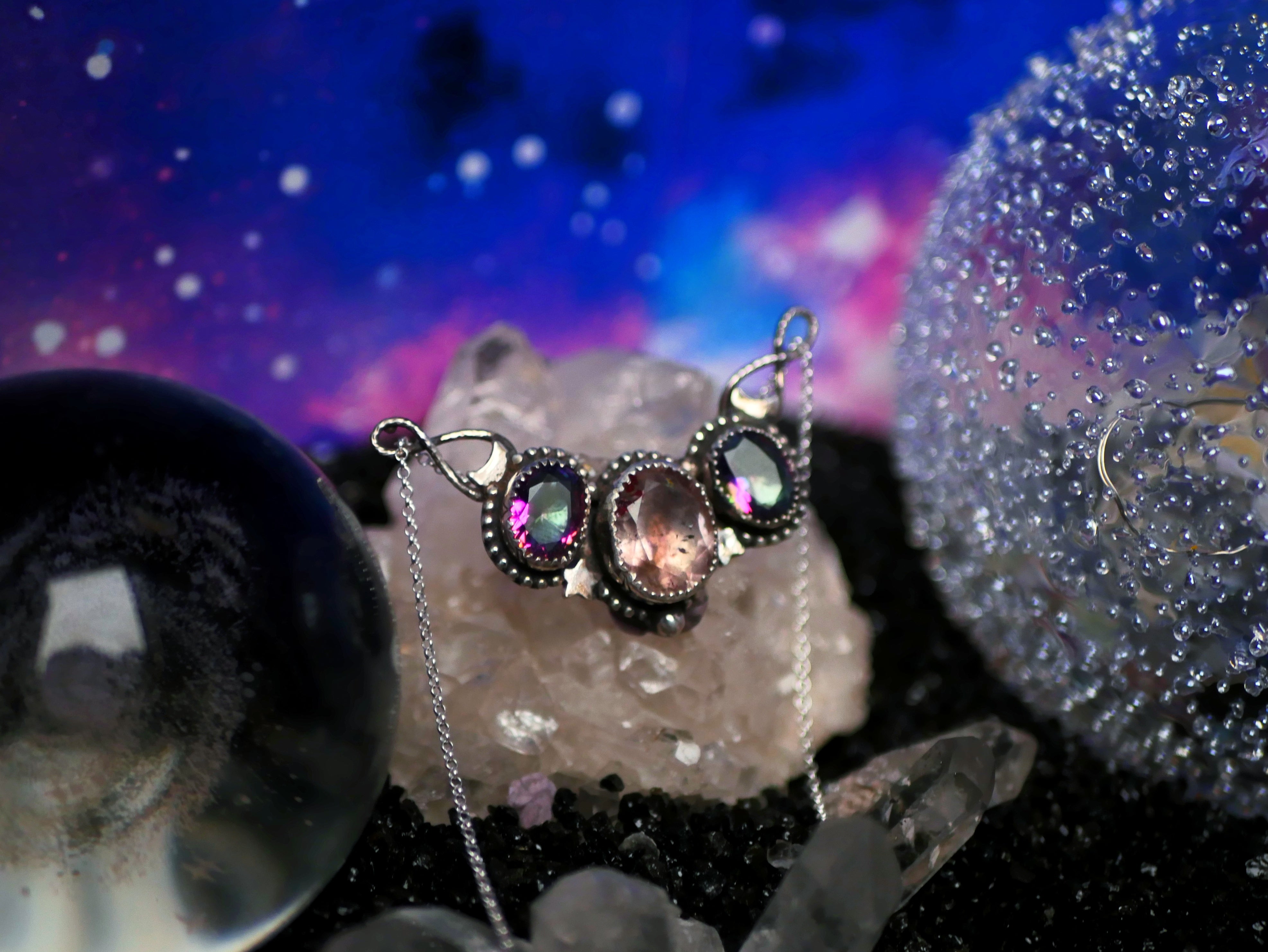 Collier Cosmique II - Super Seven & Topazes mystiques - Argent 925