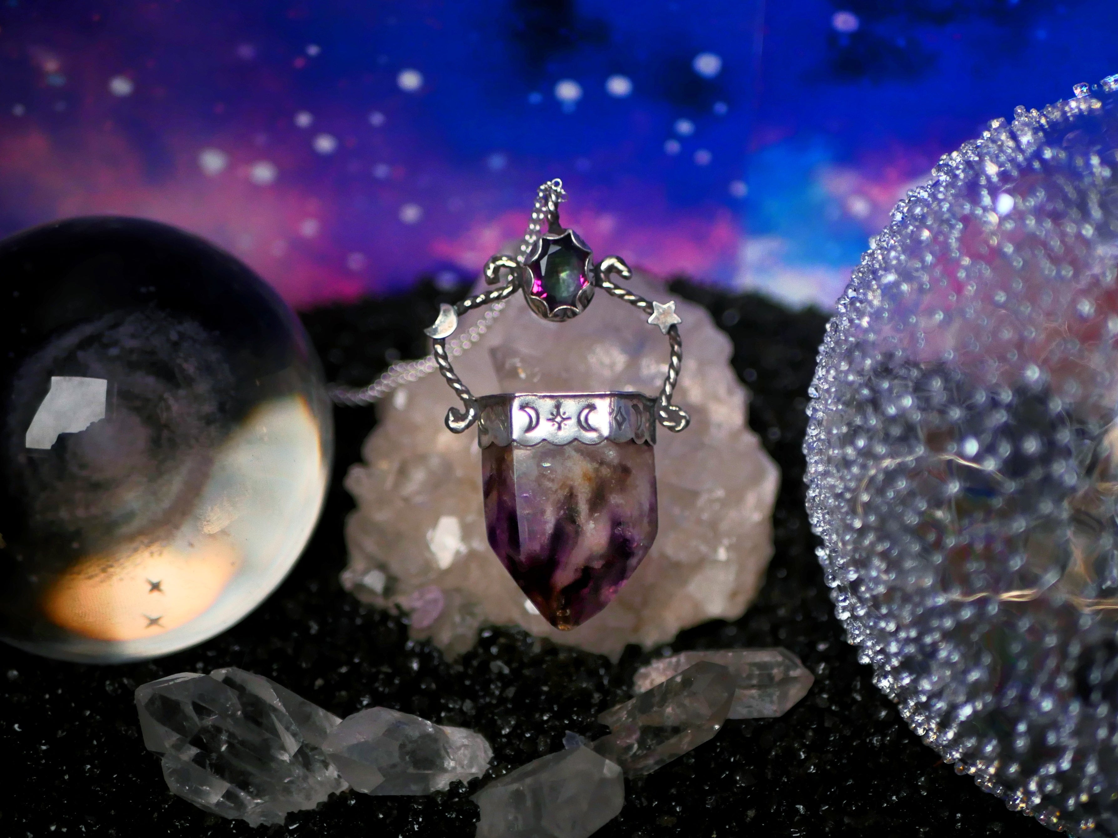 Collier Cosmique I - Améthyste & Topaze mystique - Argent 925