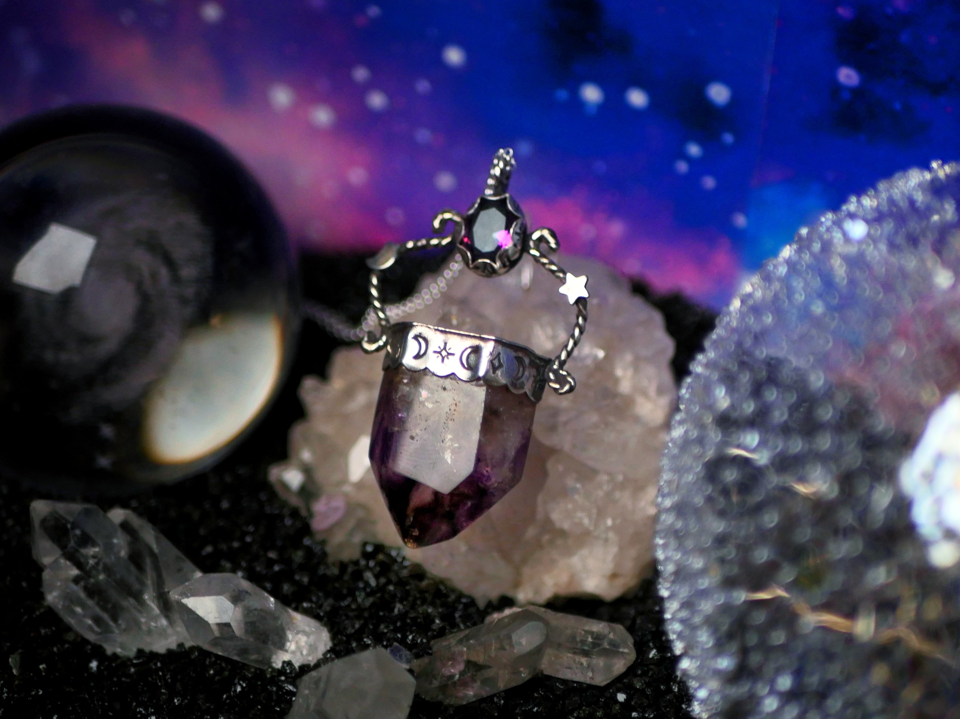 Collier Cosmique I - Améthyste & Topaze mystique - Argent 925