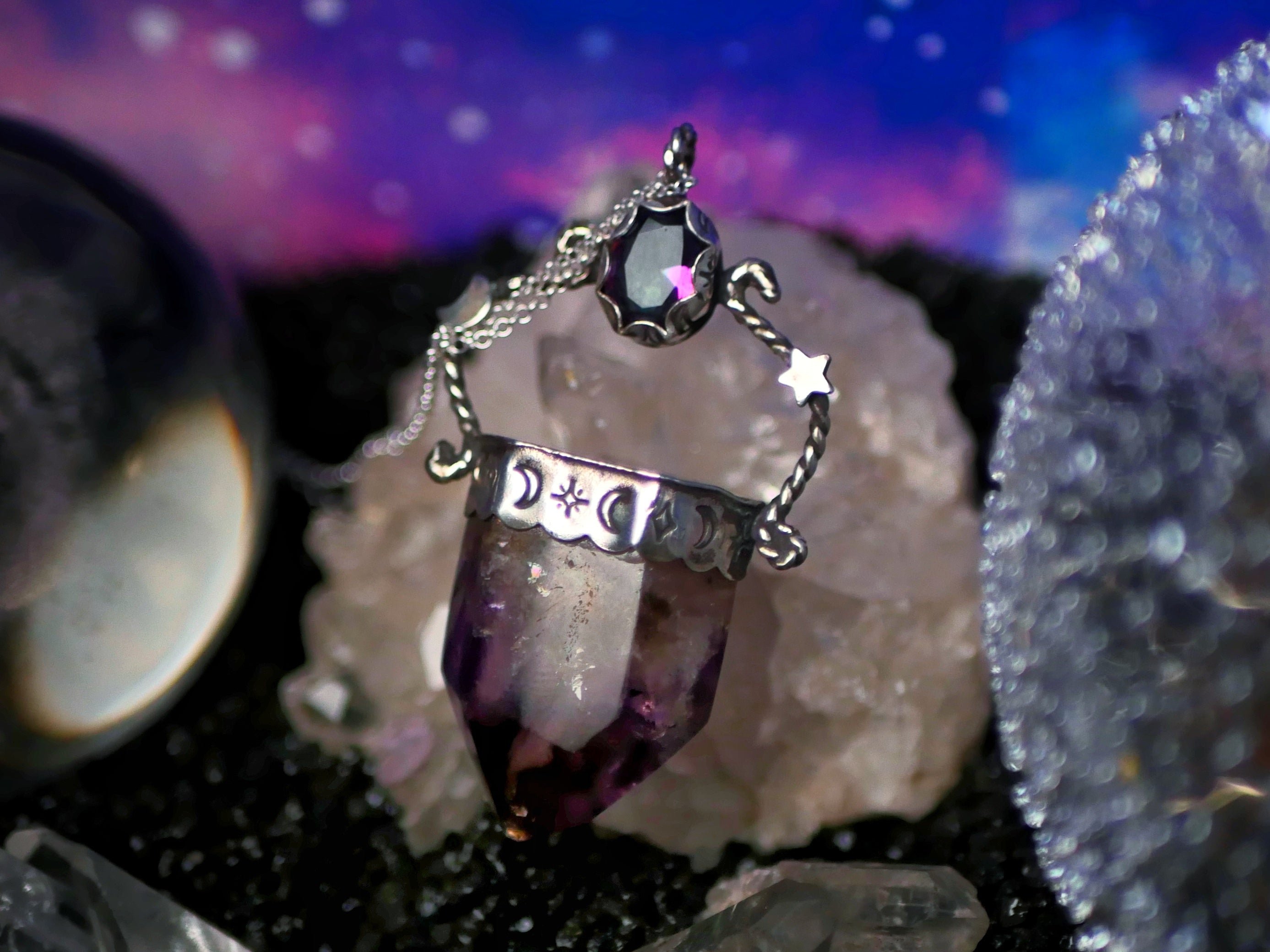 Collier Cosmique I - Améthyste & Topaze mystique - Argent 925