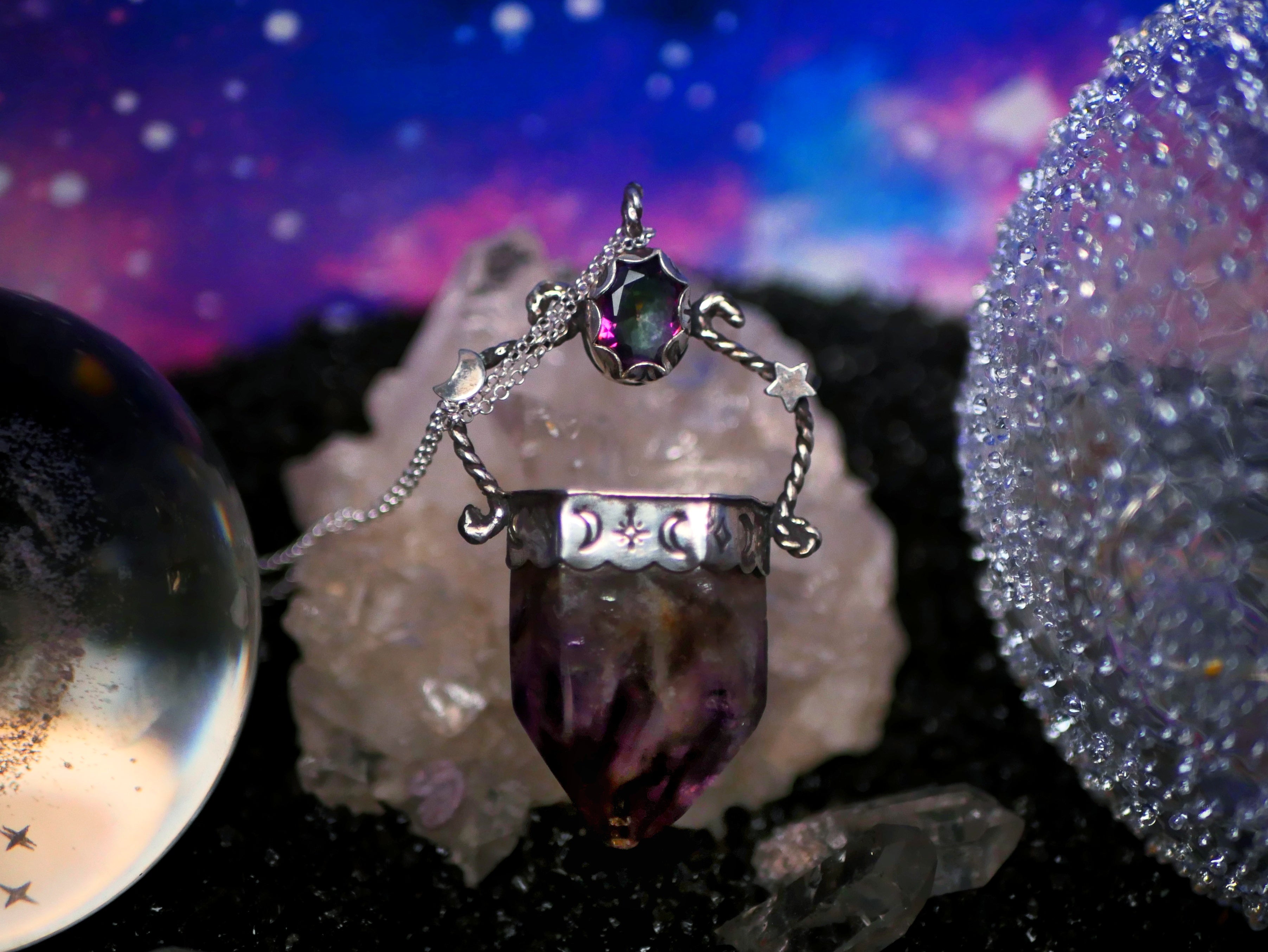 Collier Cosmique I - Améthyste & Topaze mystique - Argent 925