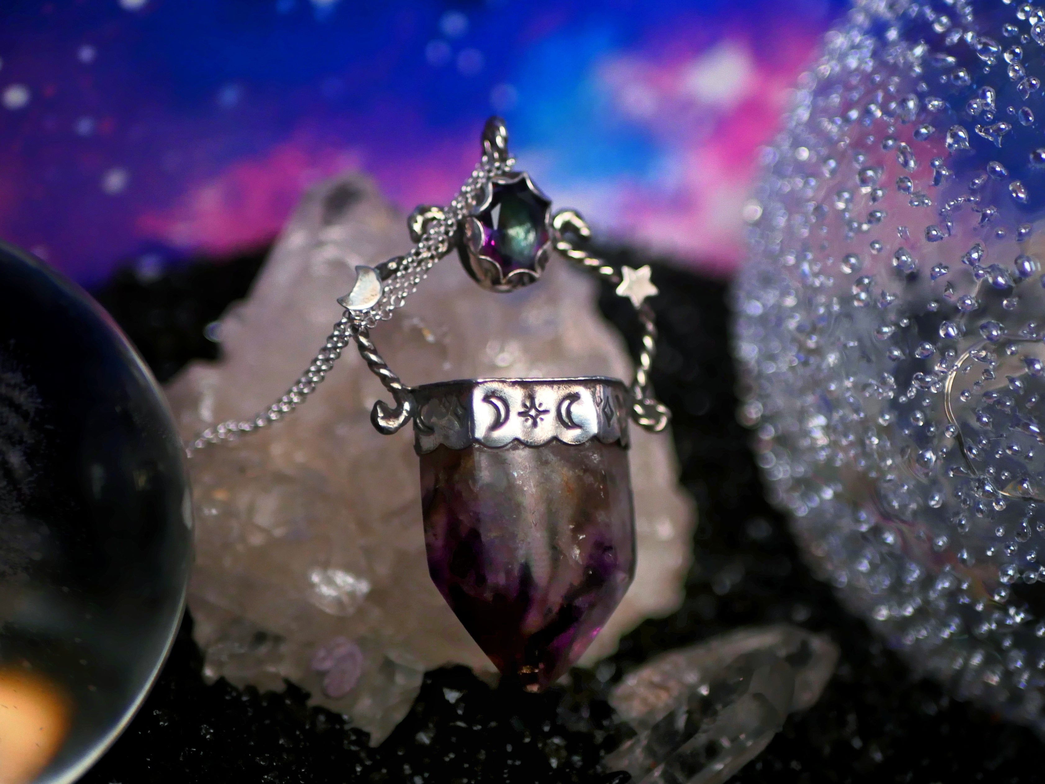 Collier Cosmique I - Améthyste & Topaze mystique - Argent 925