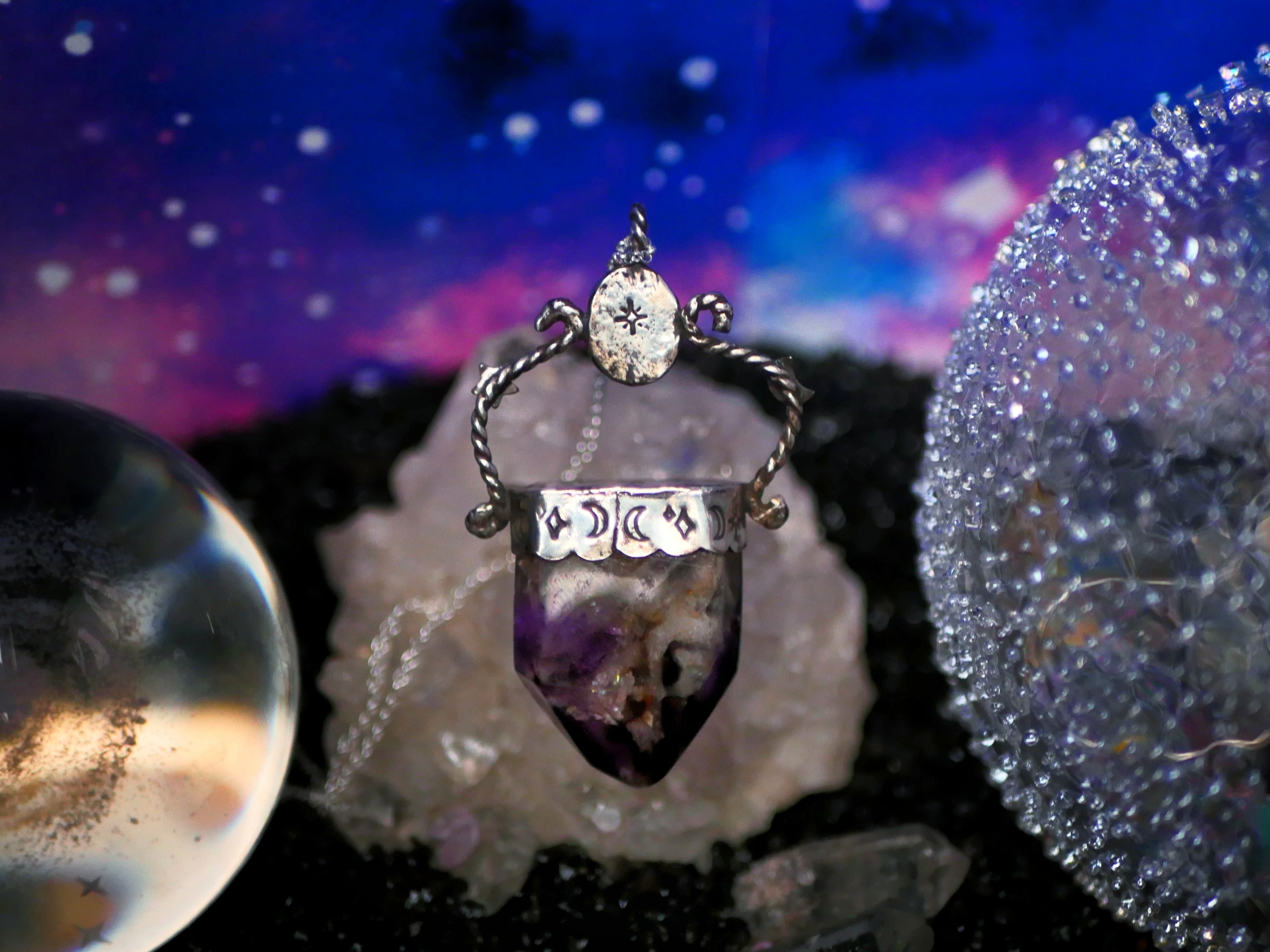 Collier Cosmique I - Améthyste & Topaze mystique - Argent 925