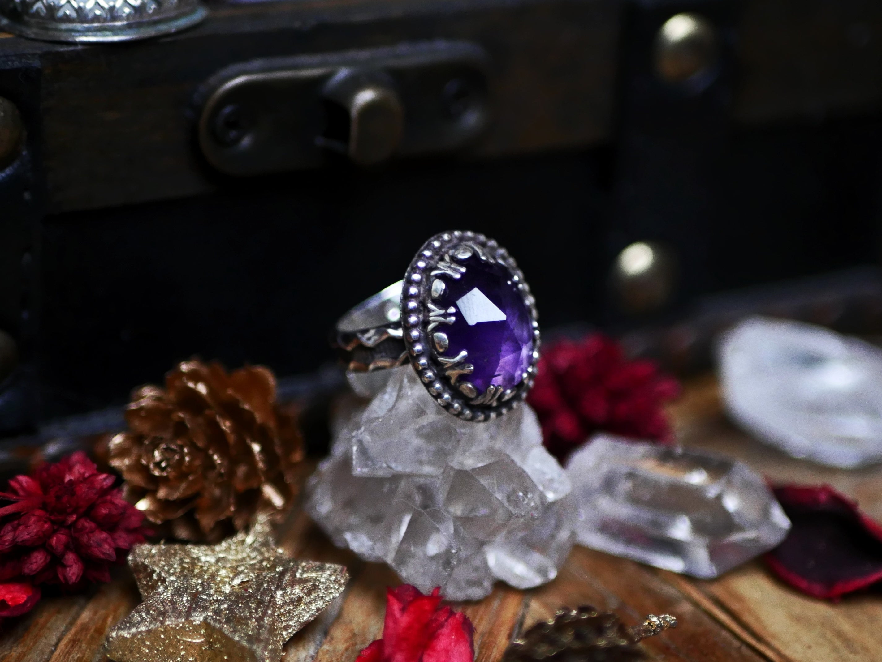 Bague réglable Améthyste - Argent 925