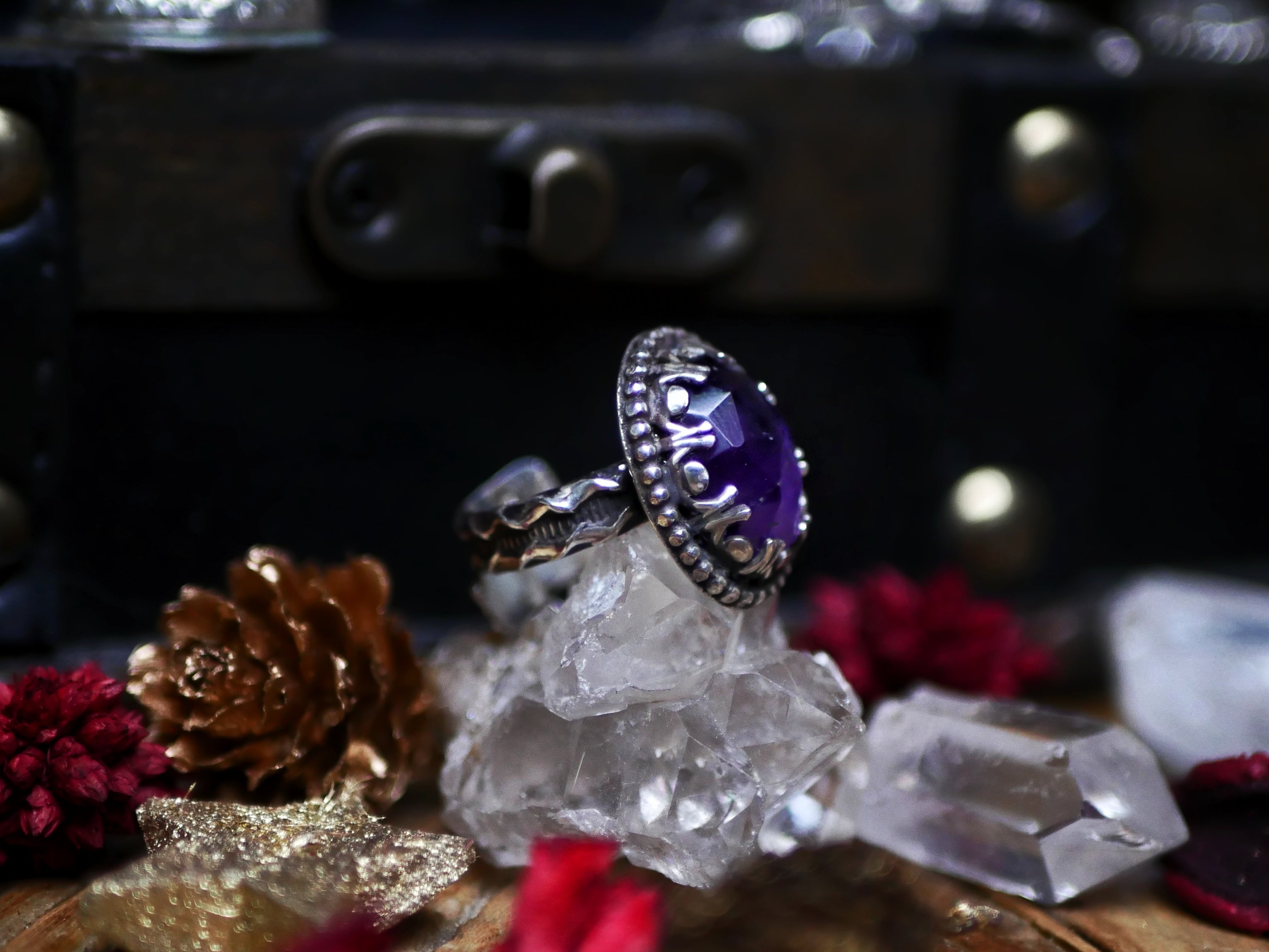 Bague réglable Améthyste - Argent 925