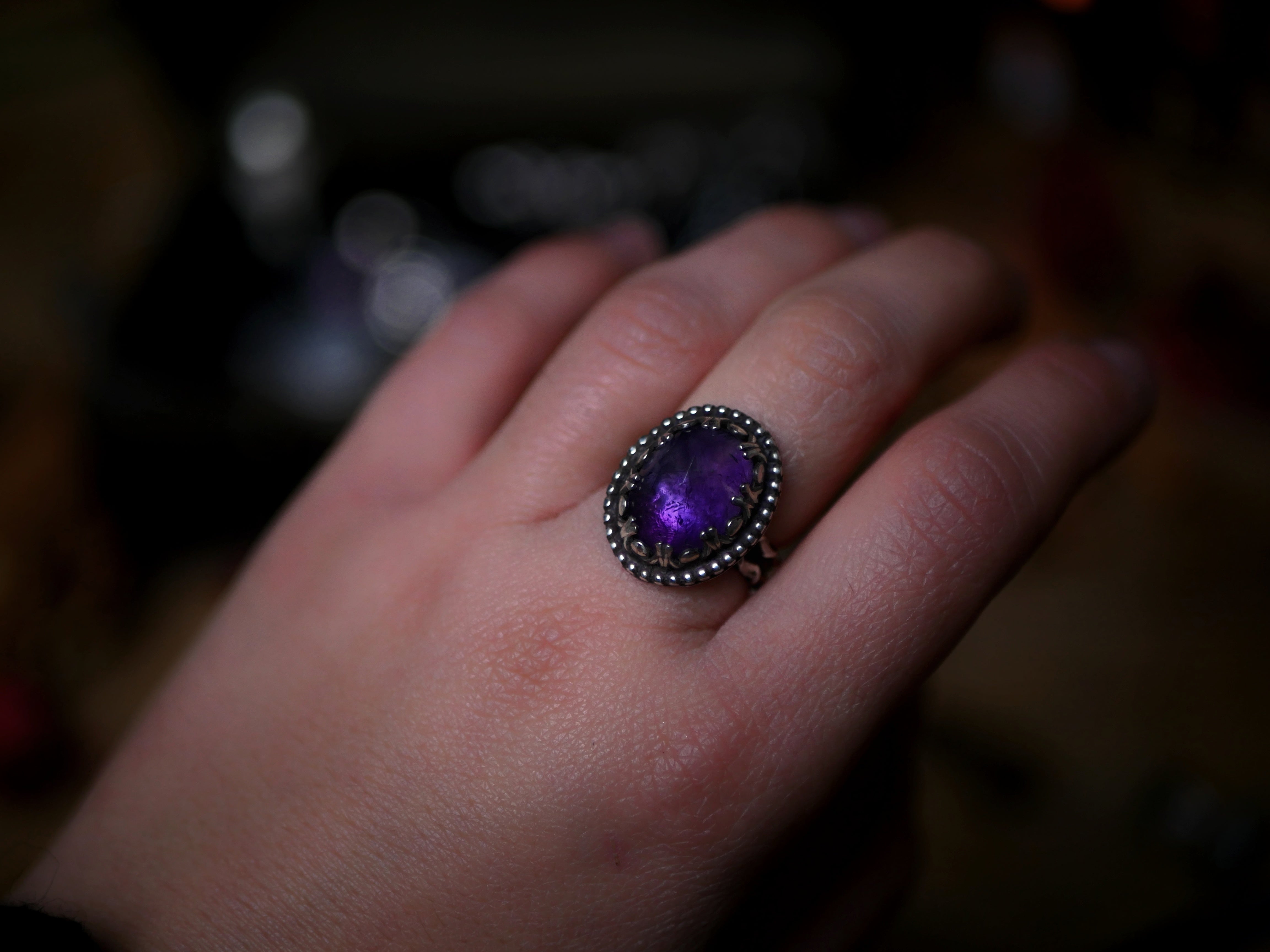 Bague réglable Améthyste - Argent 925