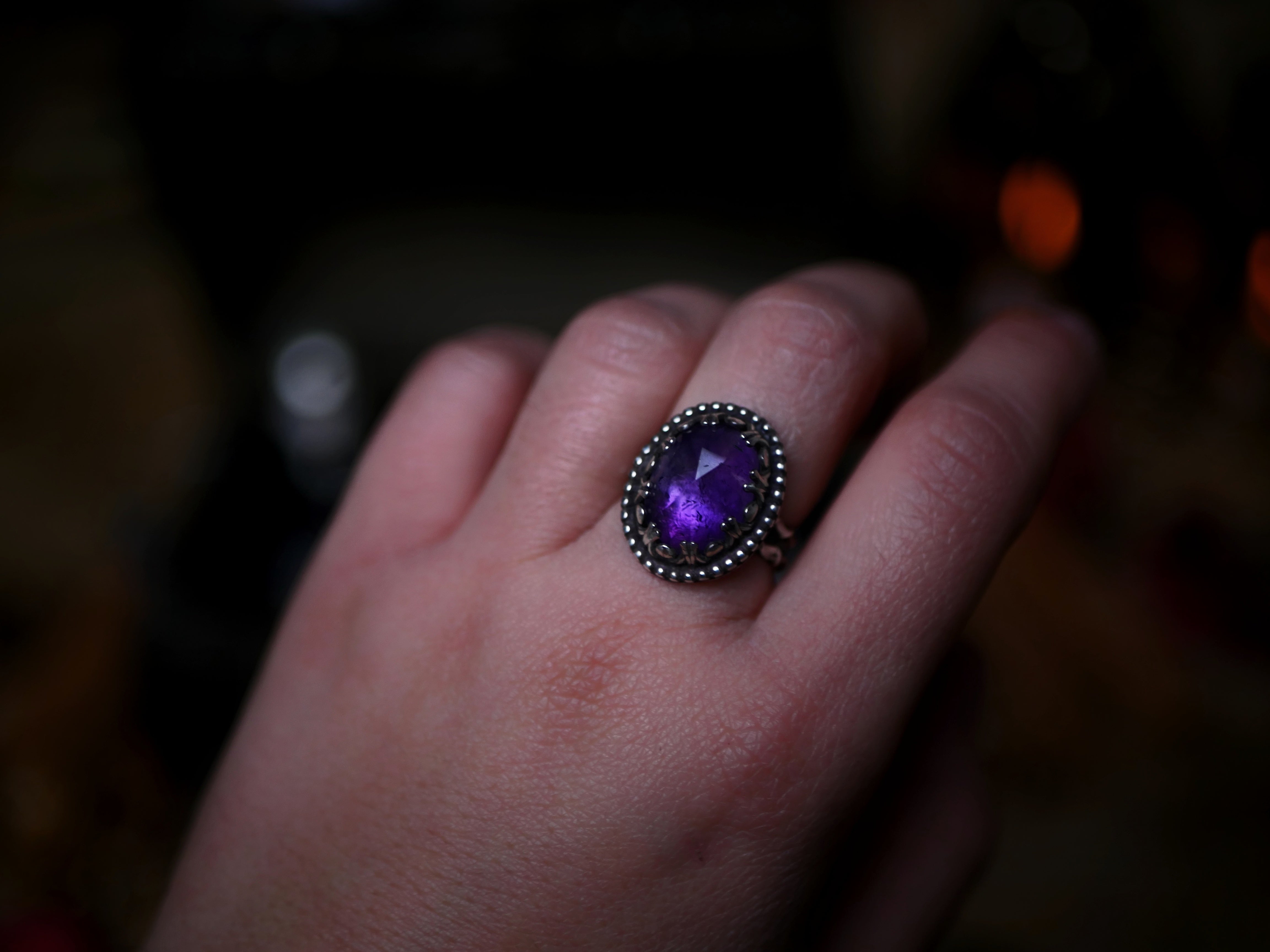 Bague réglable Améthyste - Argent 925