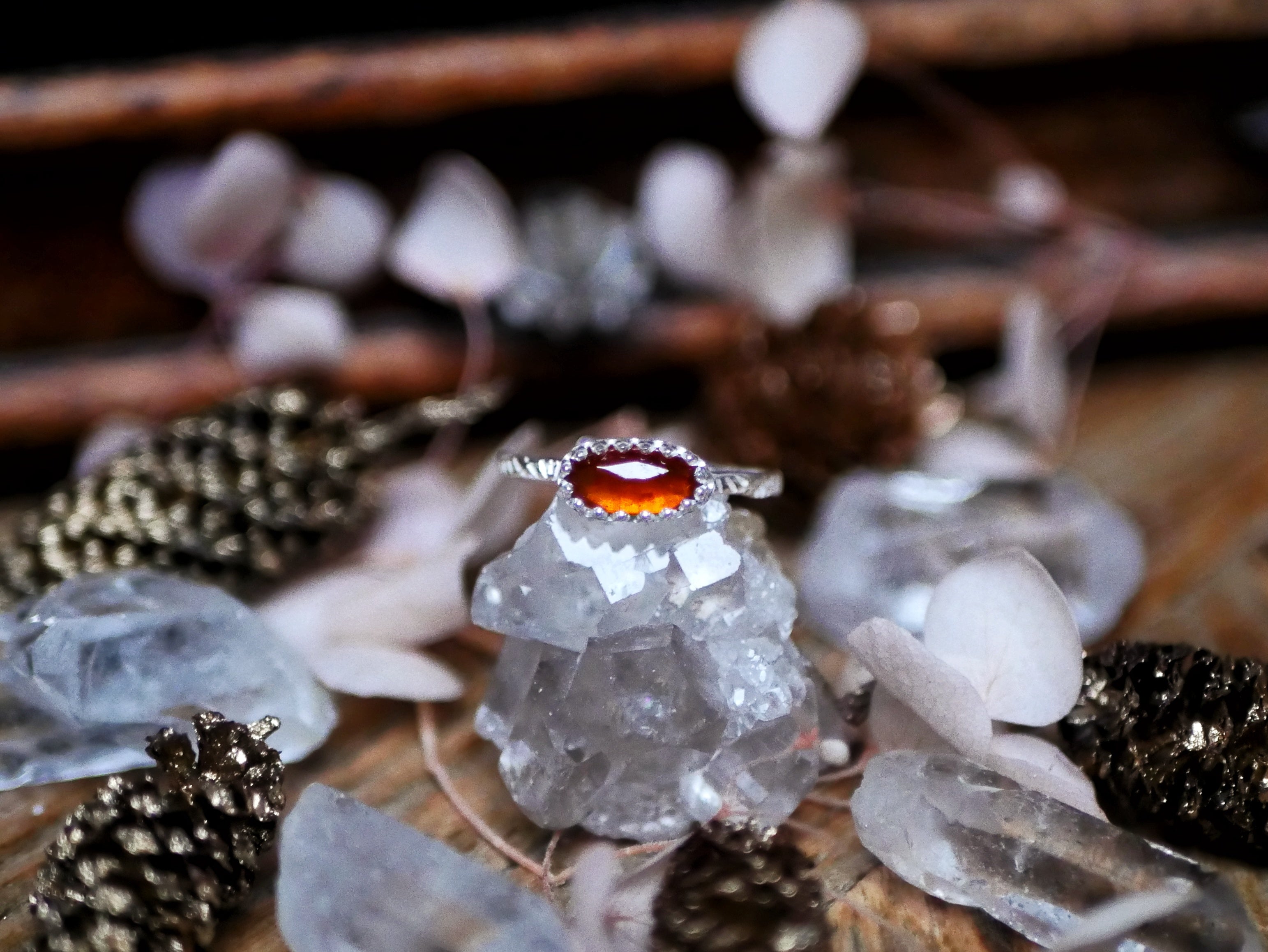 Bague fine réglable Kyanite Orange - Argent 925
