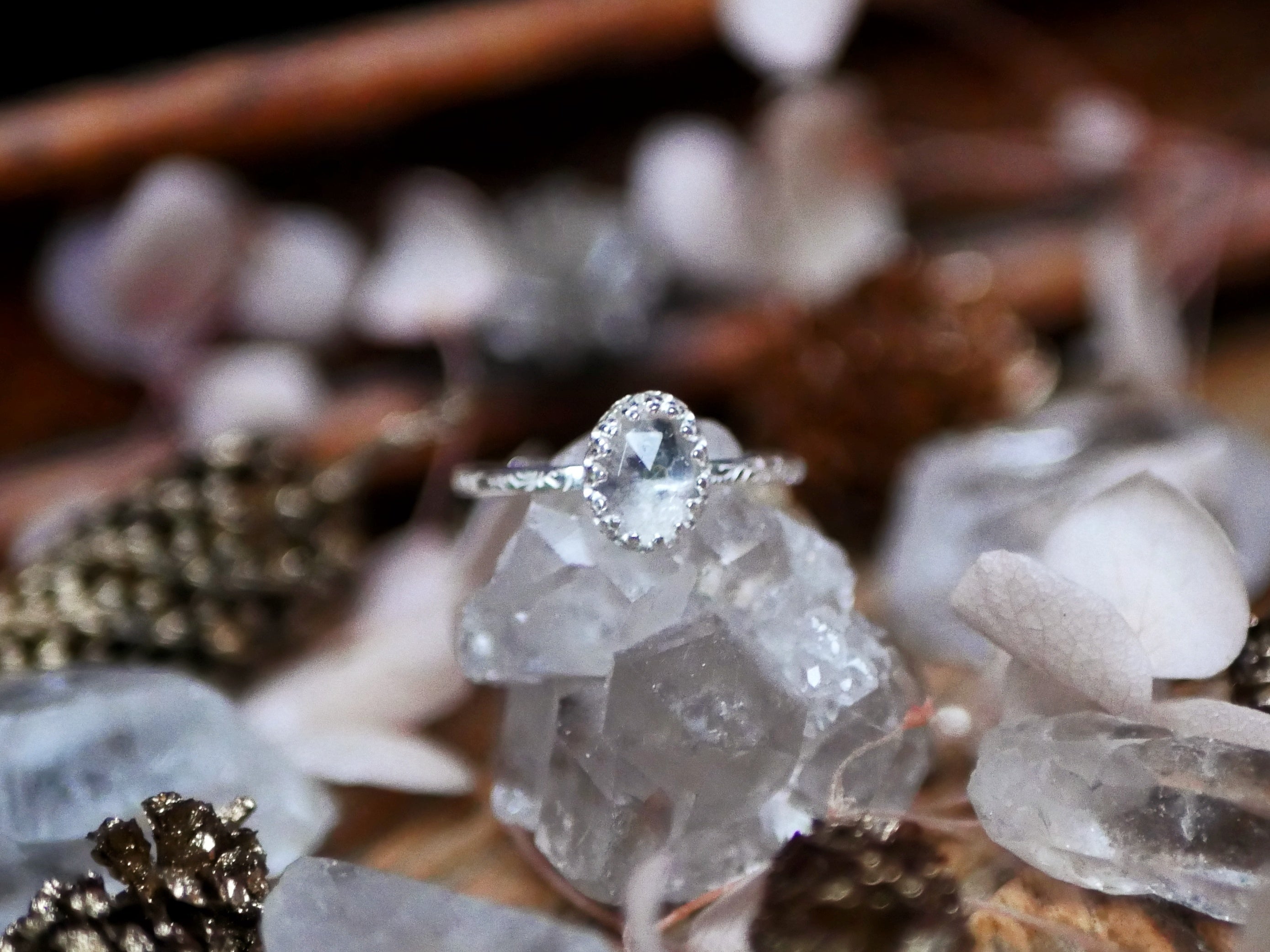 Bague fine réglable Diamant d'Herkimer II - Argent 925