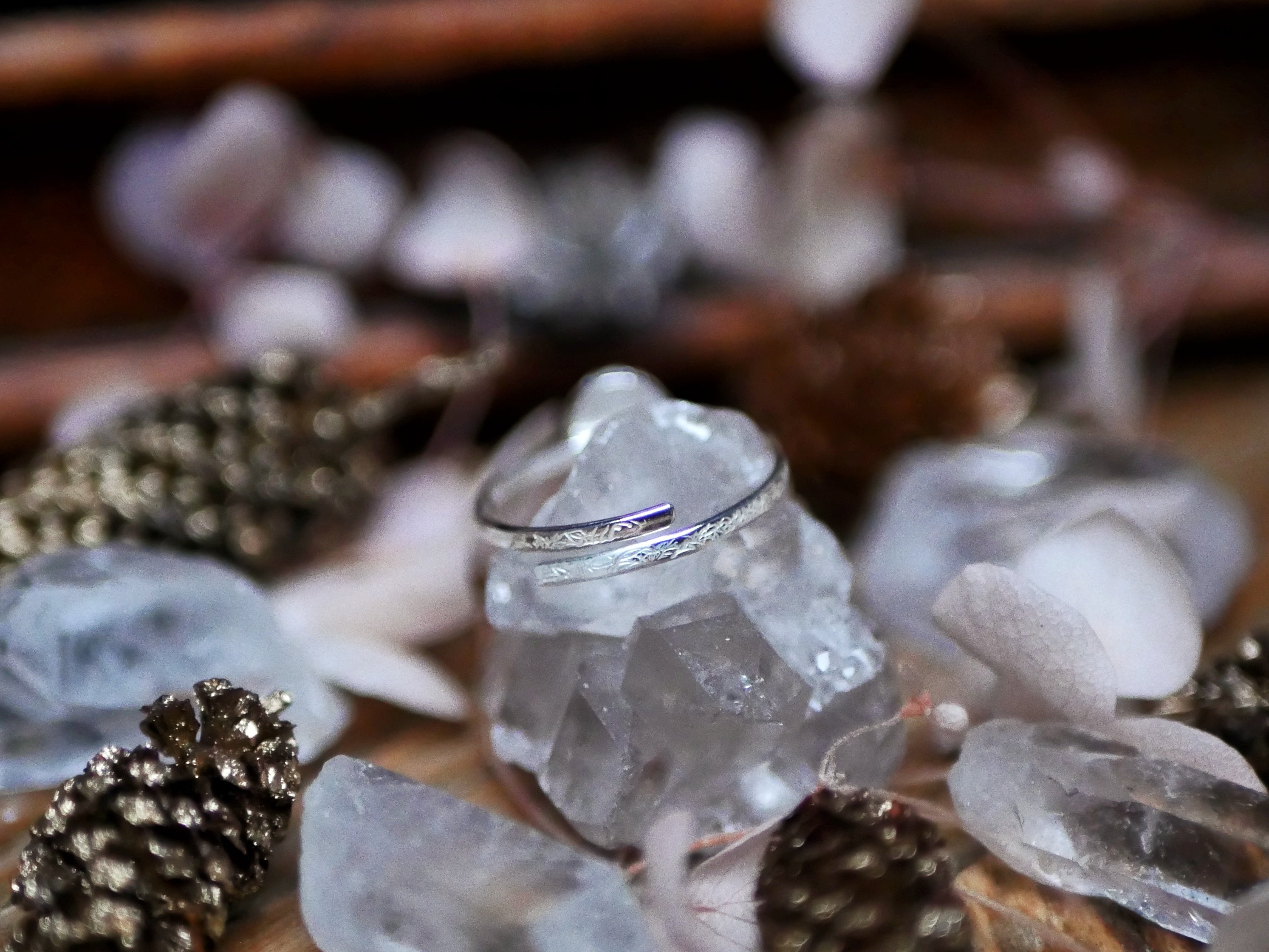 Bague fine réglable Diamant d'Herkimer II - Argent 925