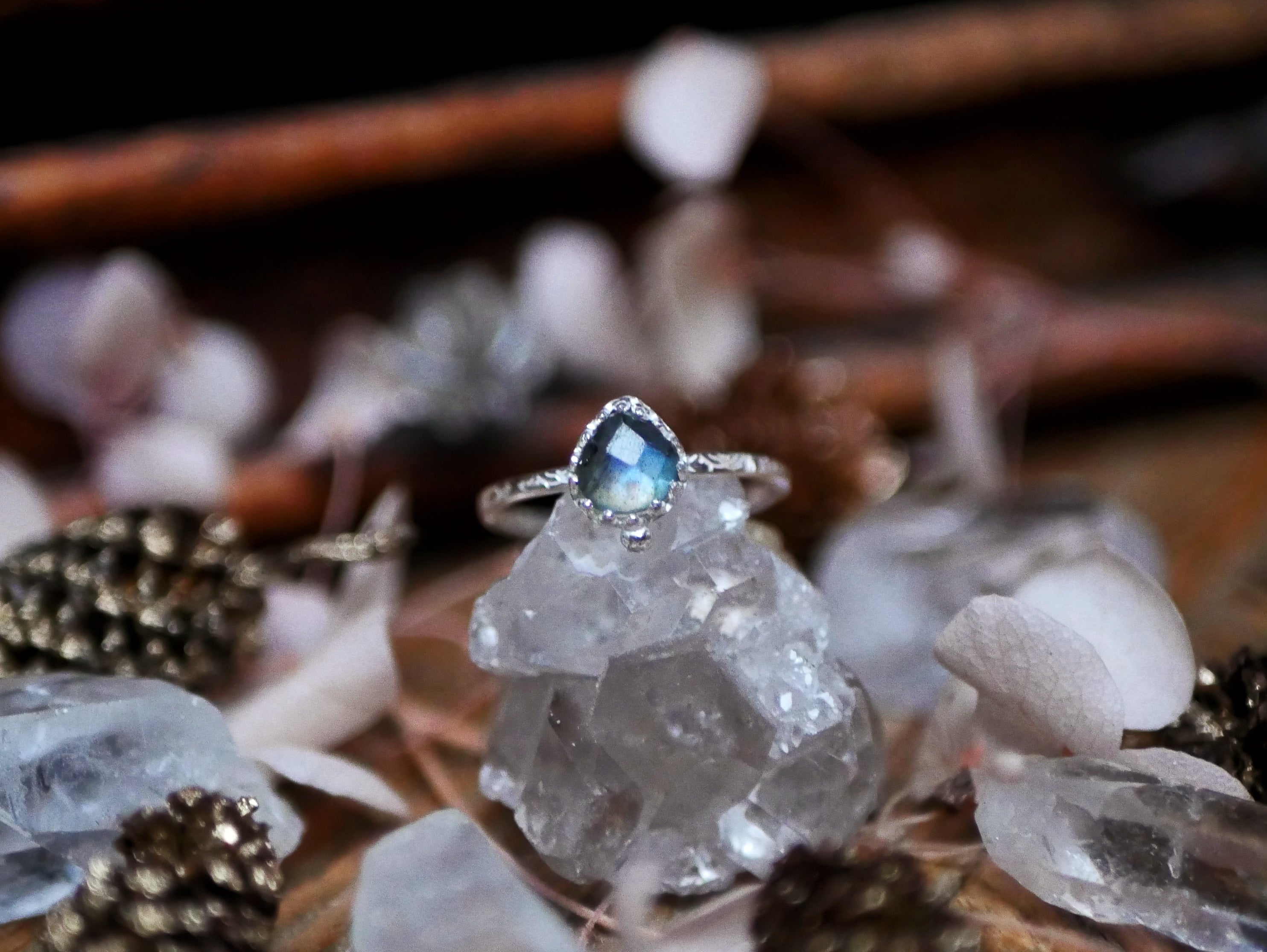 Bague fine réglable Labradorite - Argent 925