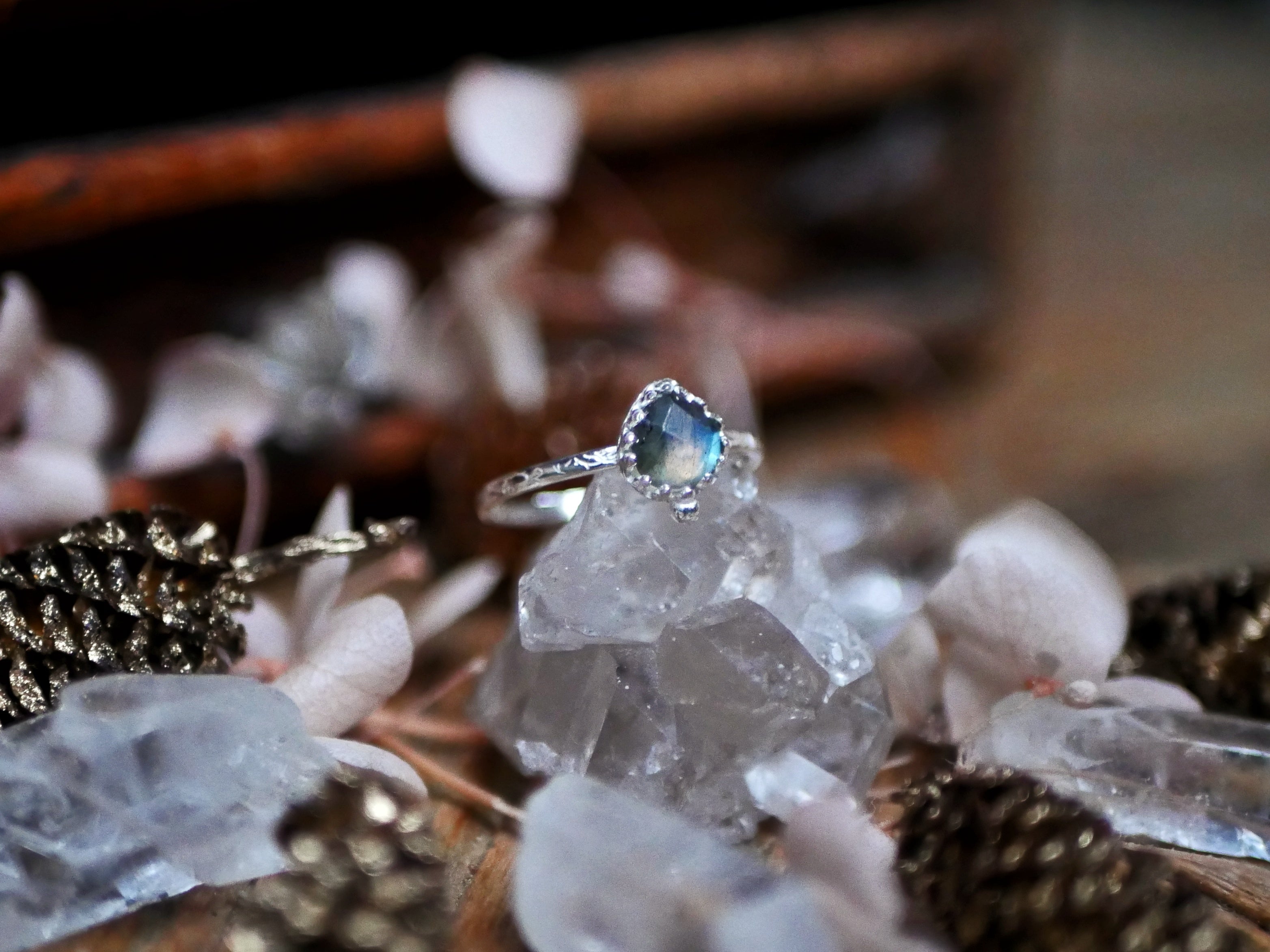 Bague fine réglable Labradorite - Argent 925
