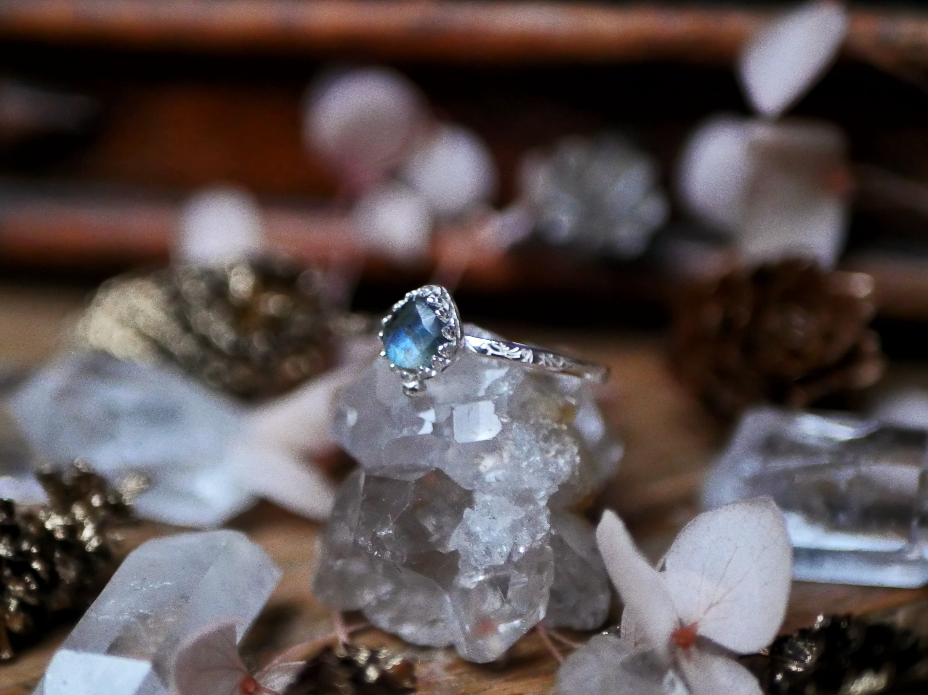 Bague fine réglable Labradorite - Argent 925