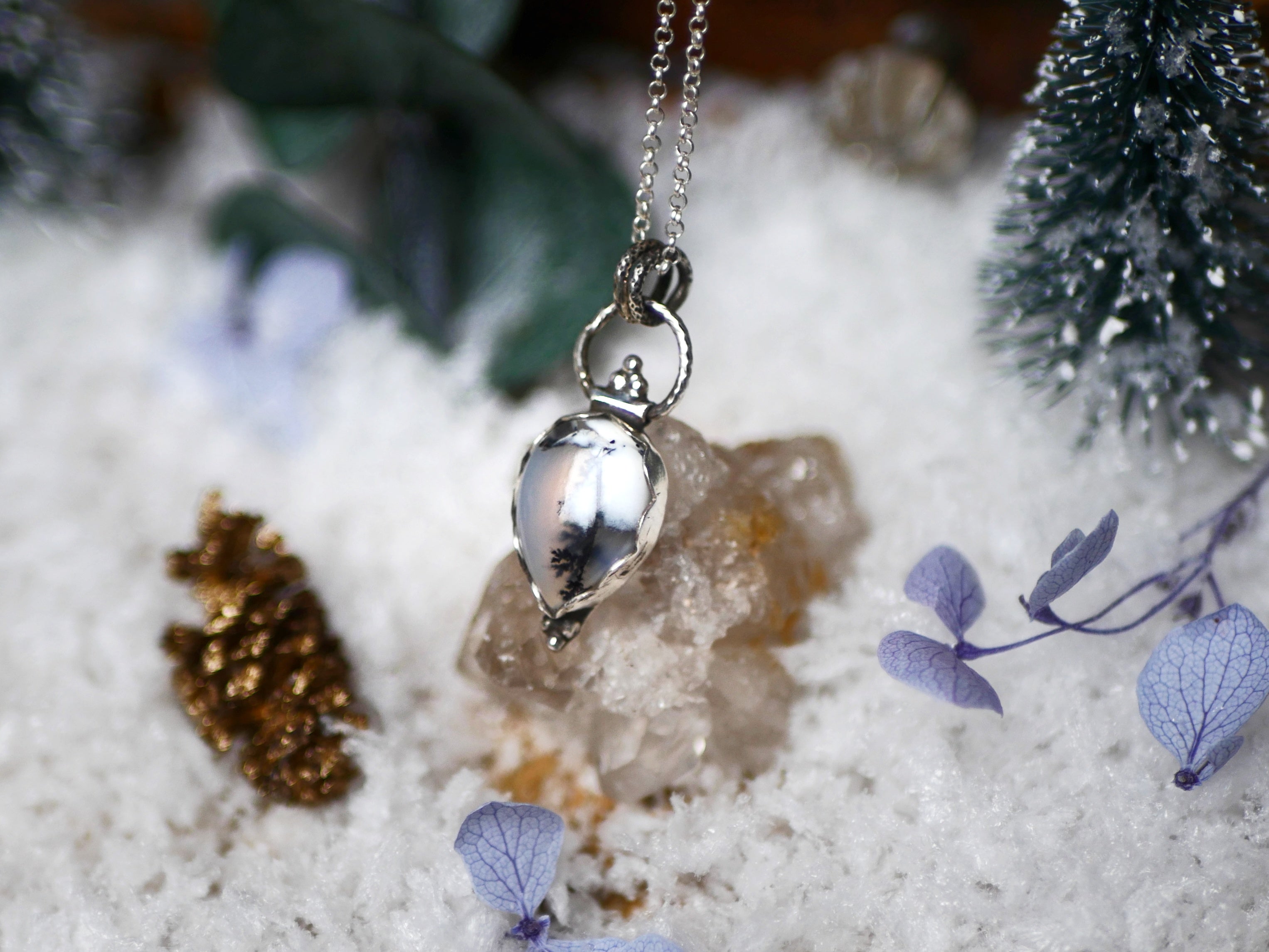 Collier Agate Dendritique I - Argent 925