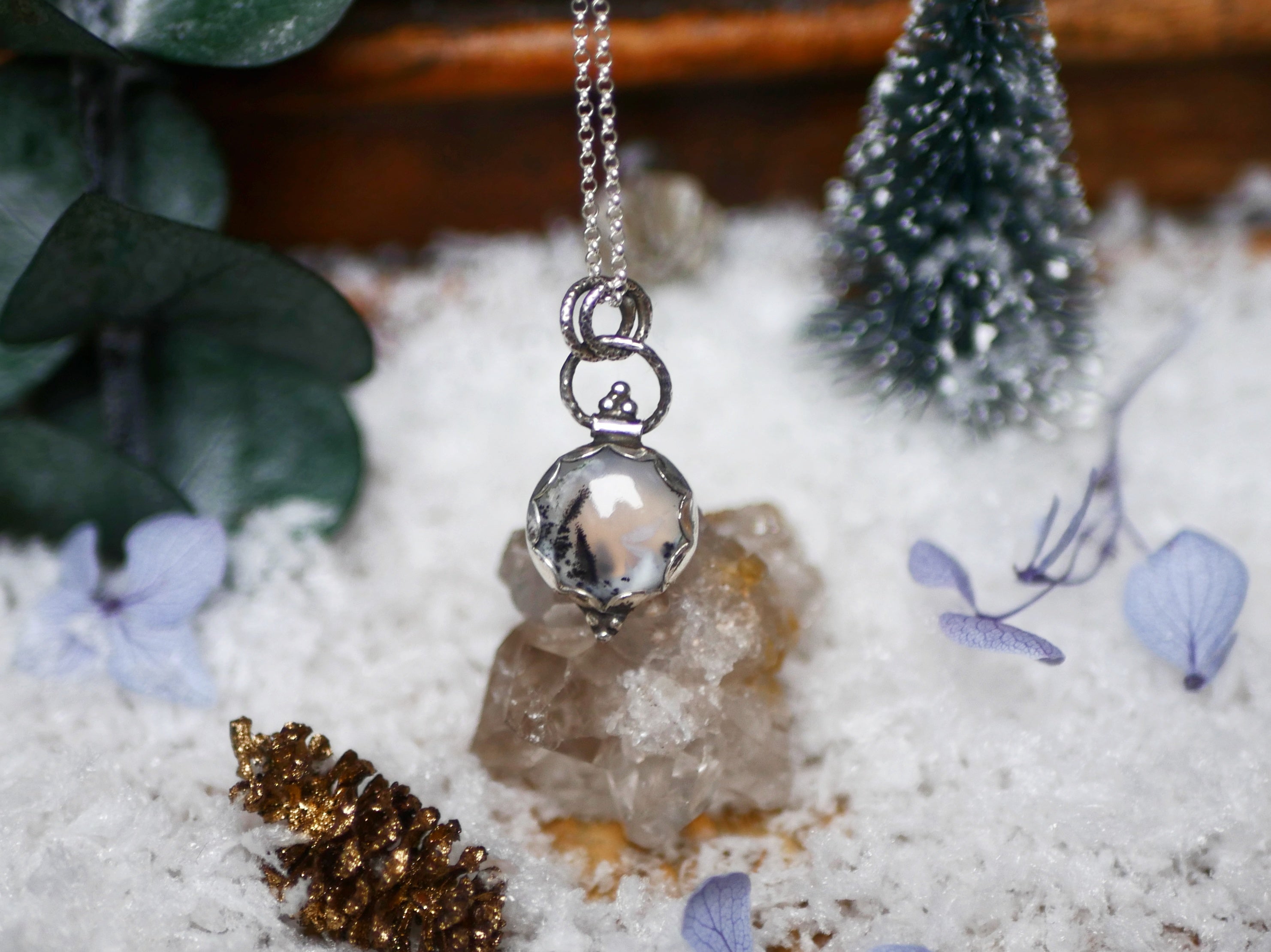 Collier Agate Dendritique II - Argent 925