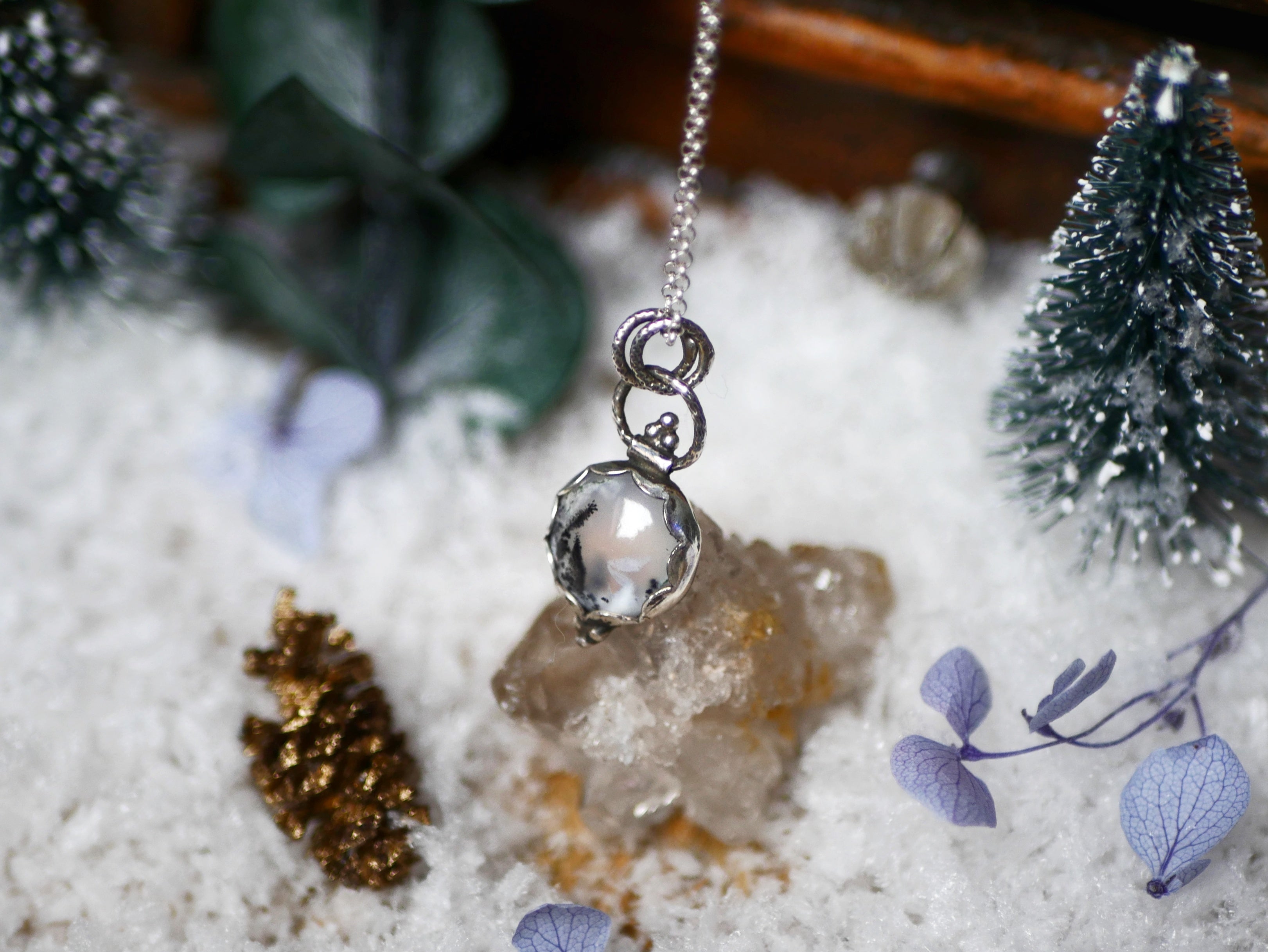 Collier Agate Dendritique II - Argent 925