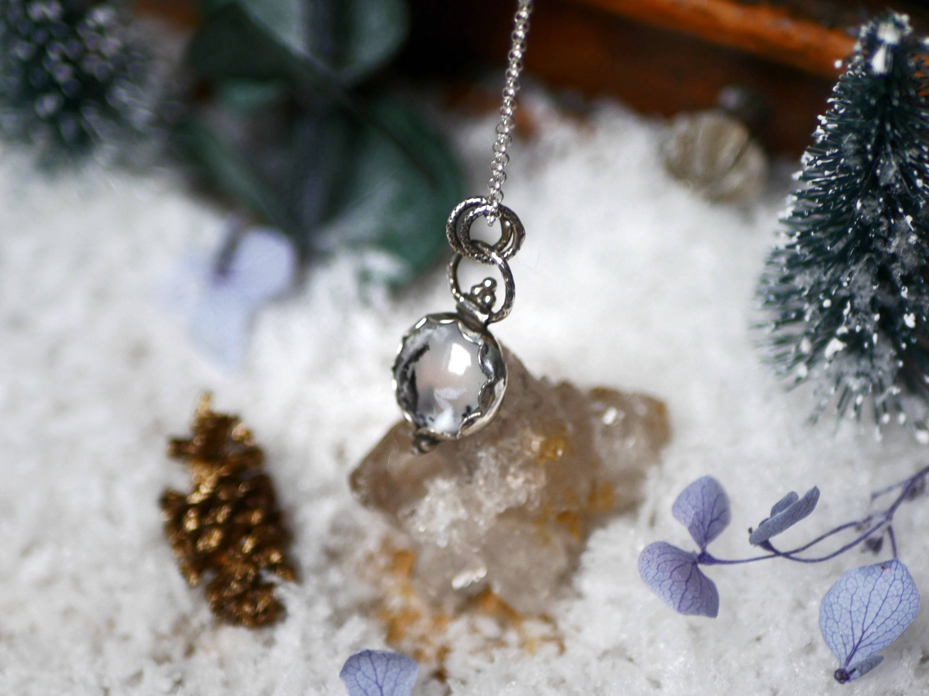 Collier Agate Dendritique II - Argent 925