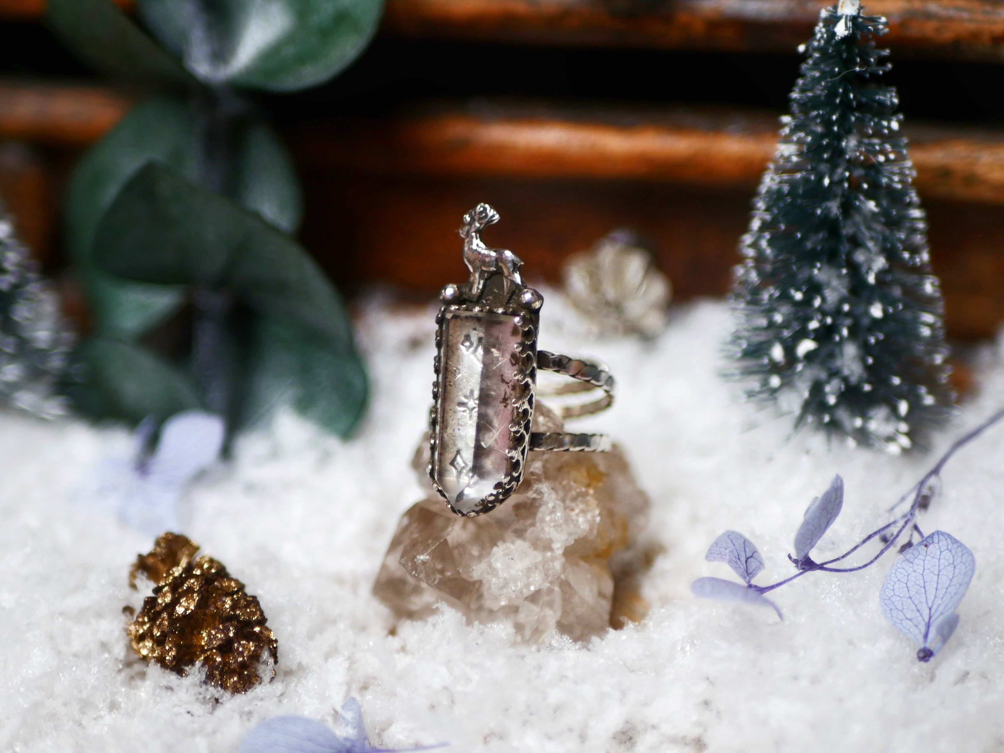 Bague Cerf & Quartz - Argent 925