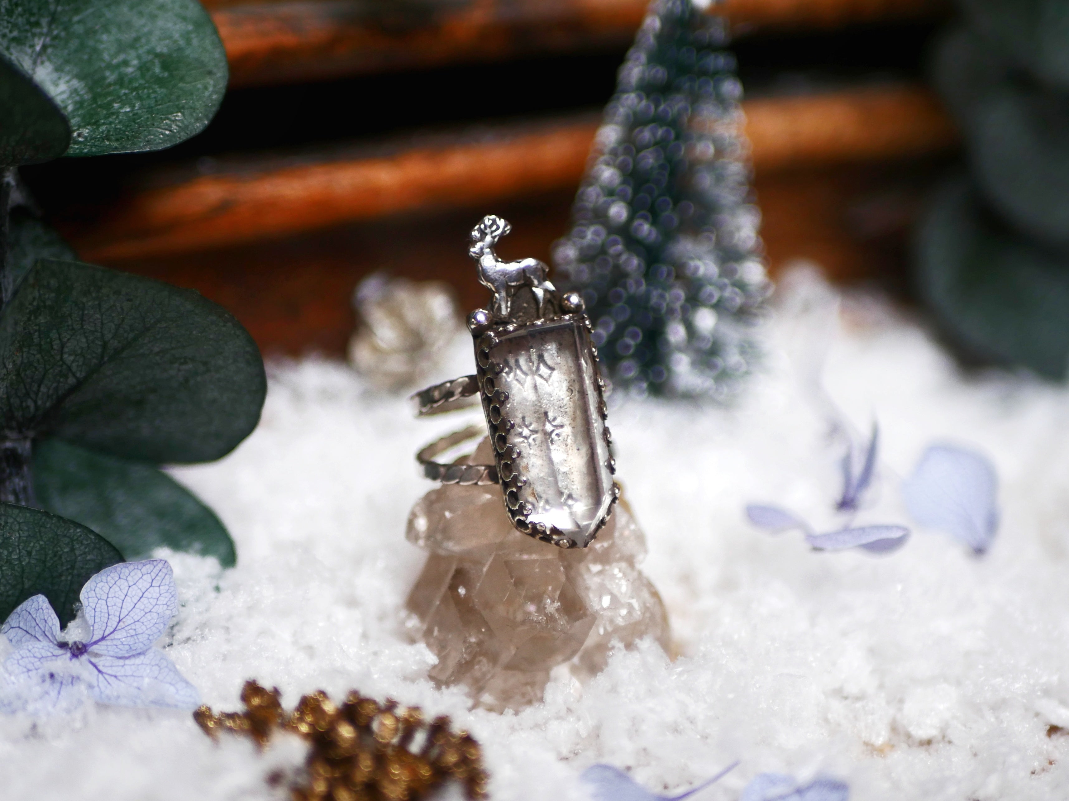 Bague Cerf & Quartz - Argent 925