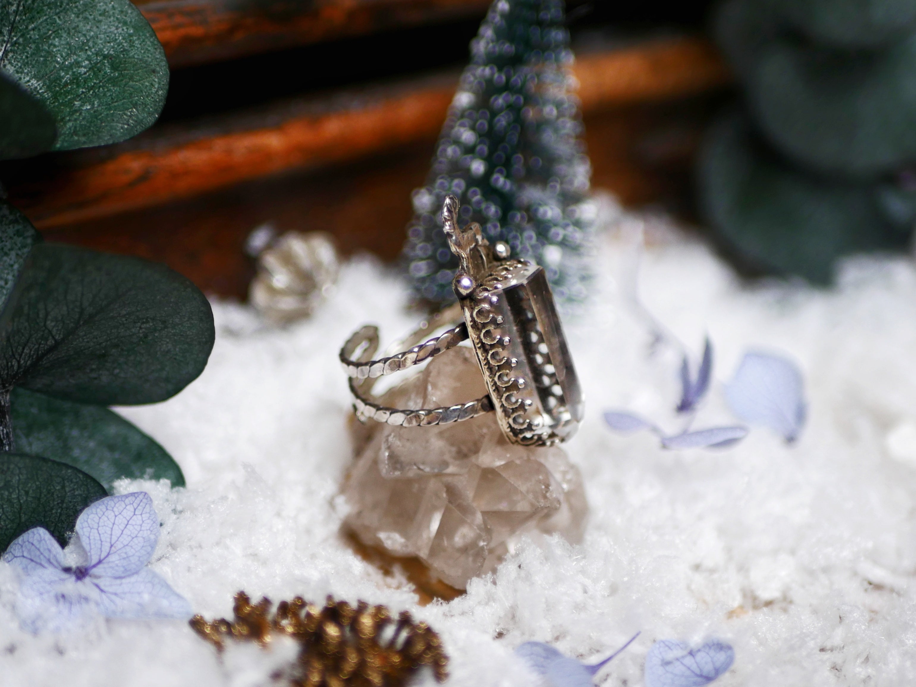 Bague Cerf & Quartz - Argent 925