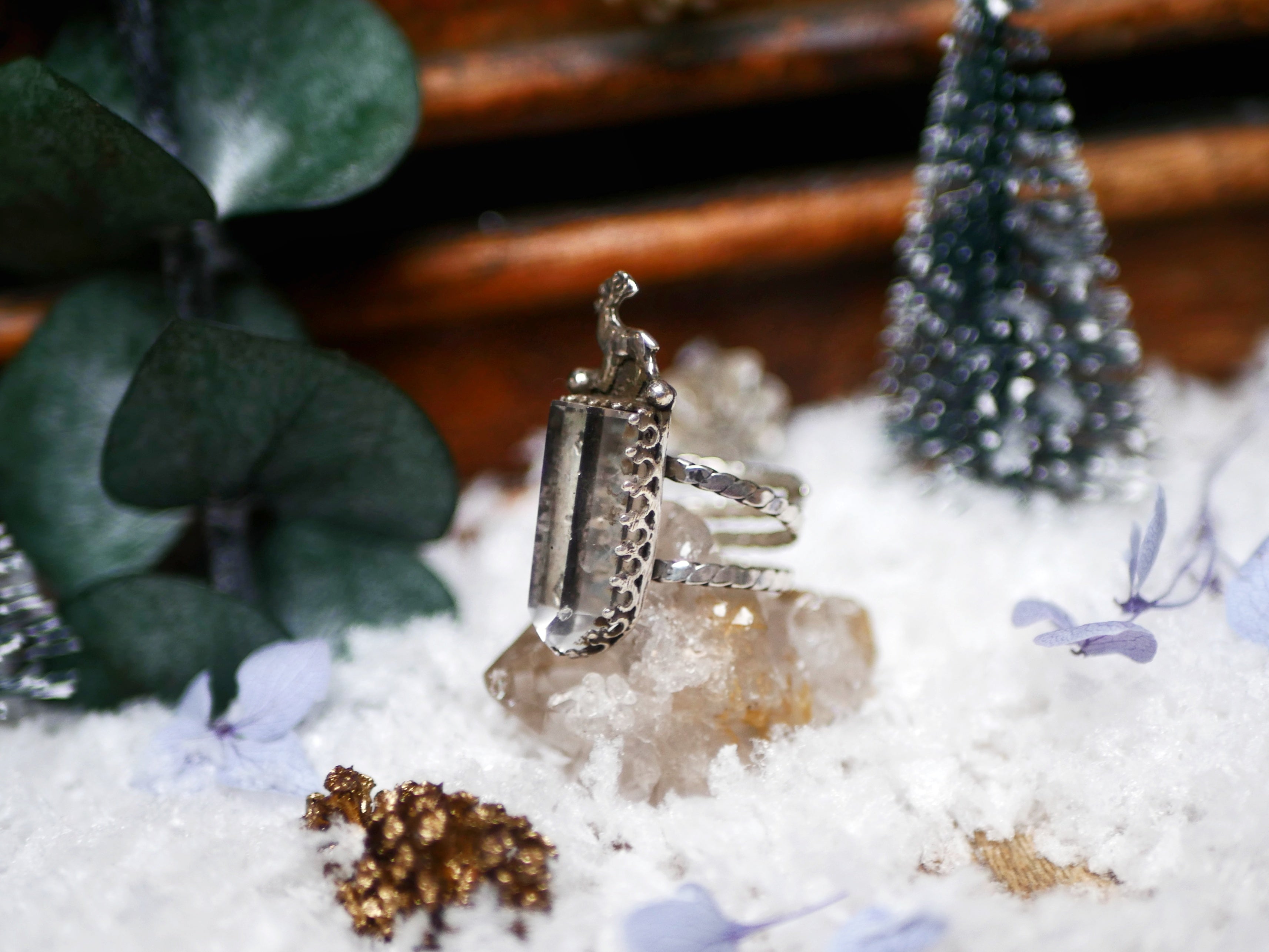 Bague Cerf & Quartz - Argent 925