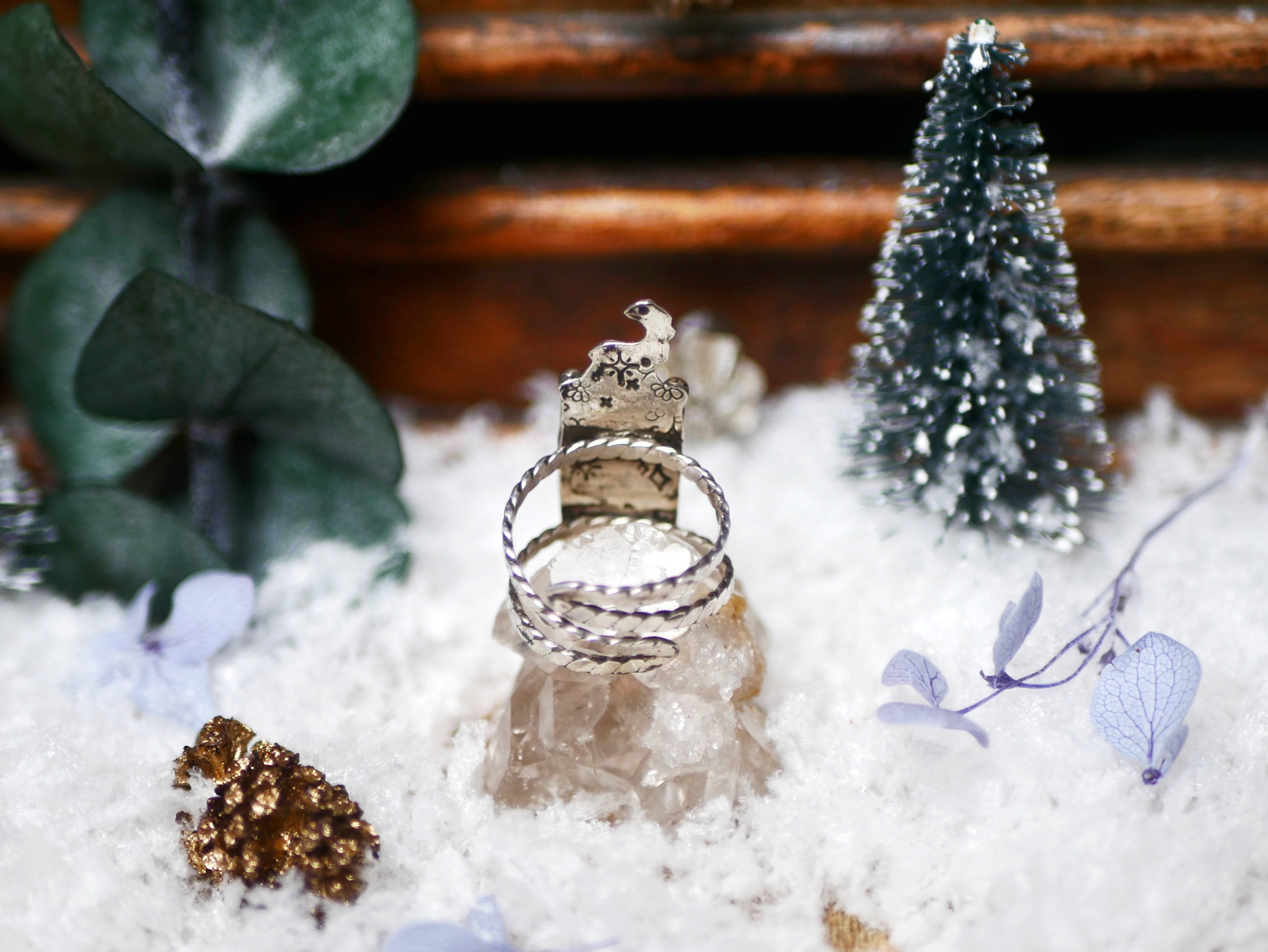 Bague Cerf & Quartz - Argent 925