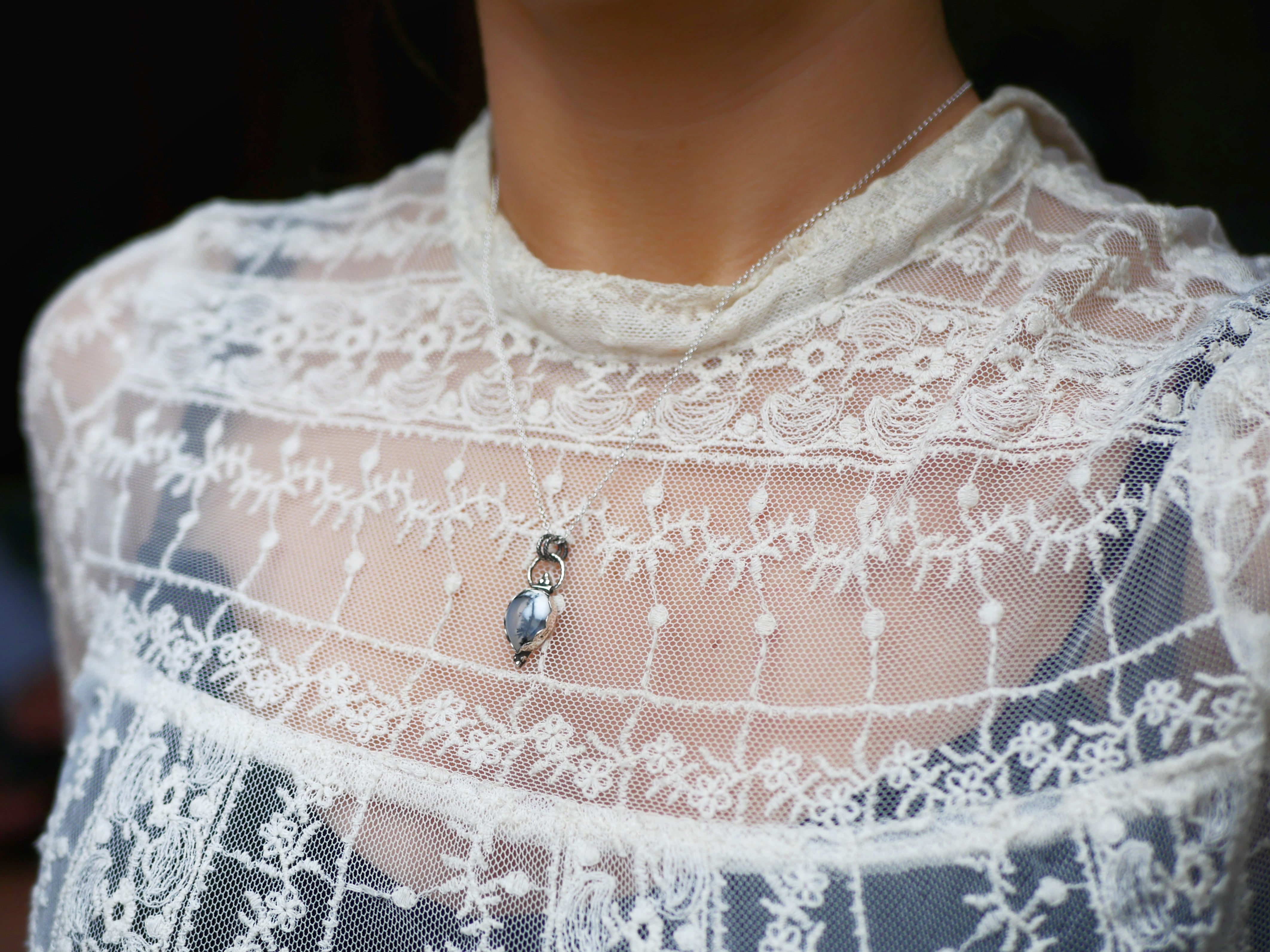 Collier Agate Dendritique I - Argent 925