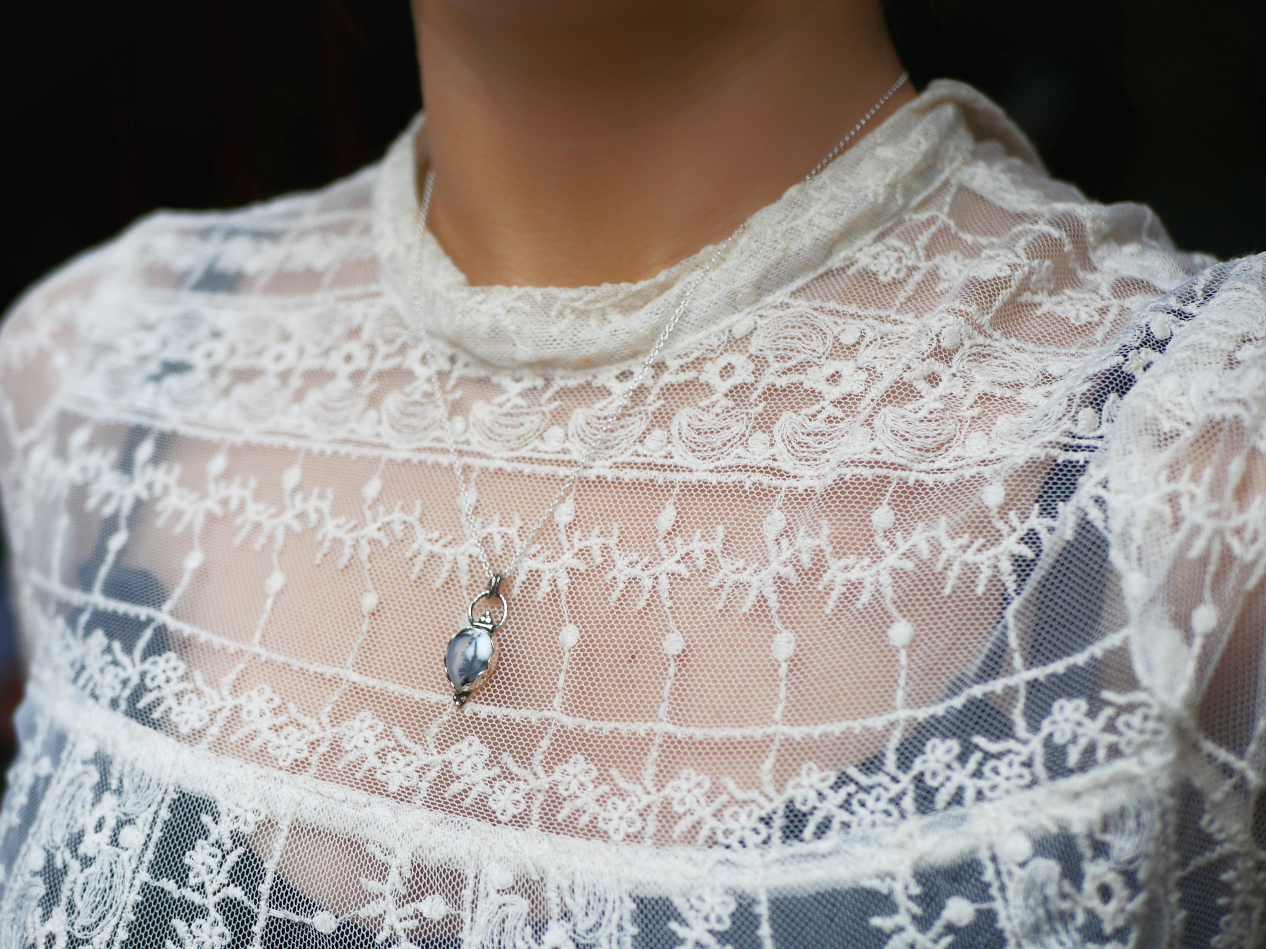 Collier Agate Dendritique I - Argent 925