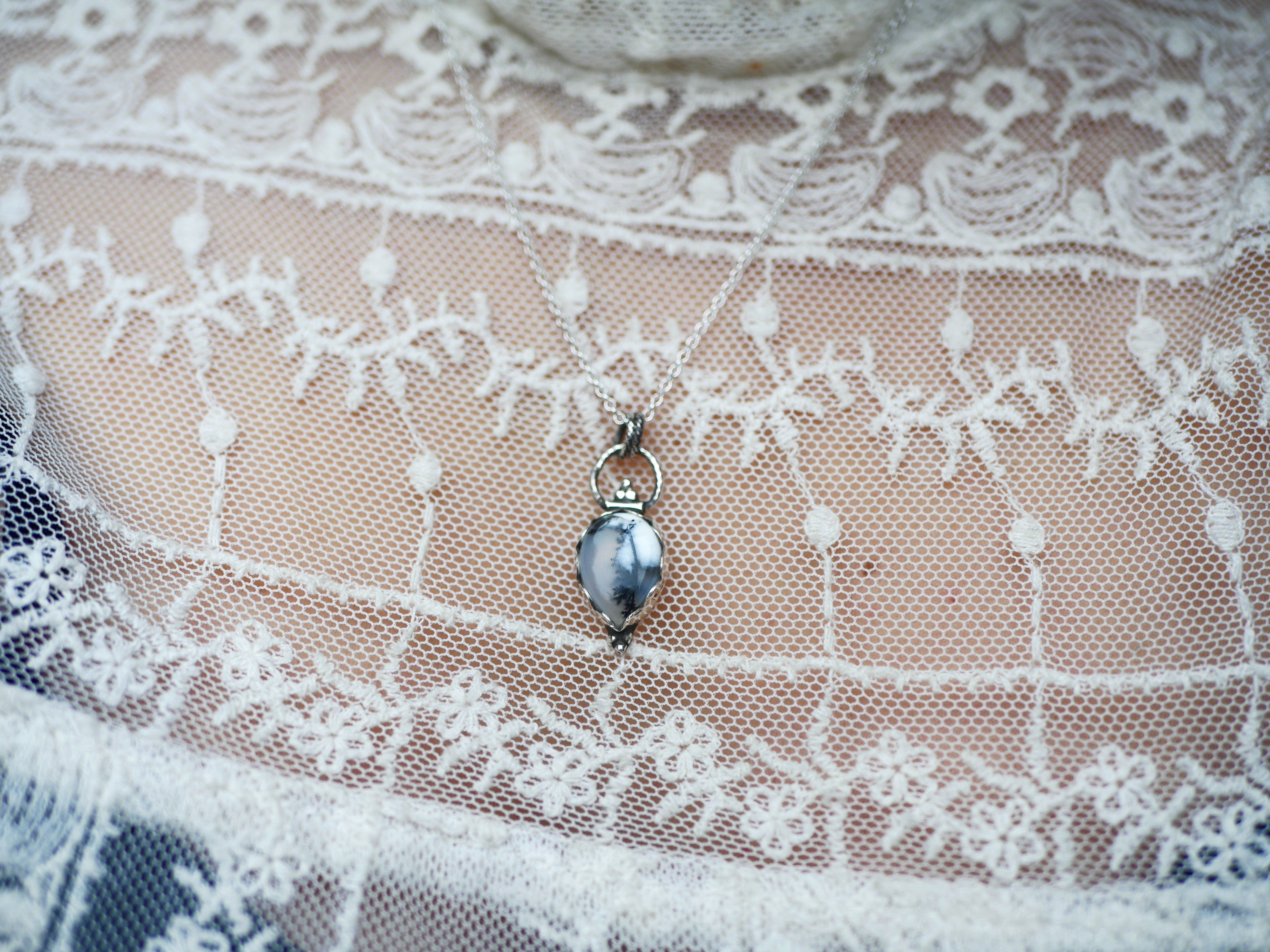 Collier Agate Dendritique I - Argent 925