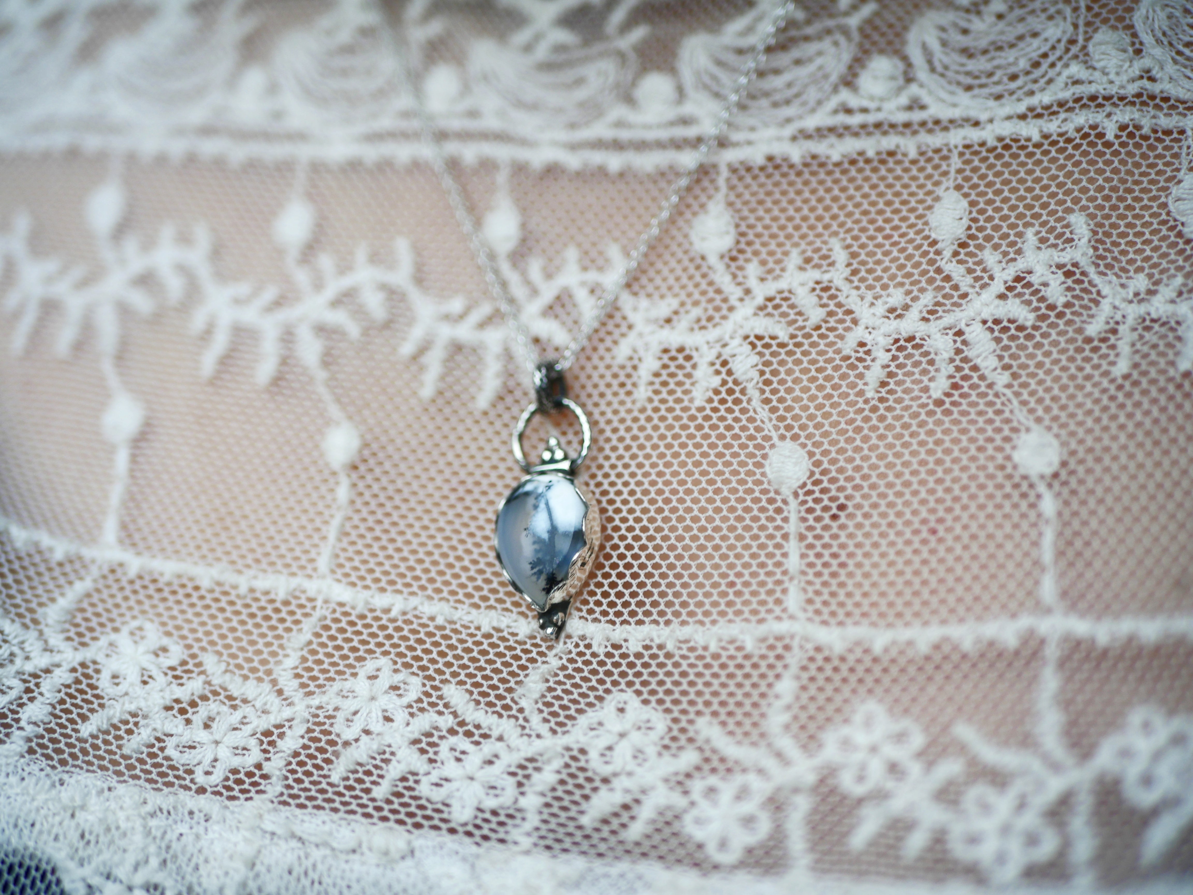 Collier Agate Dendritique I - Argent 925