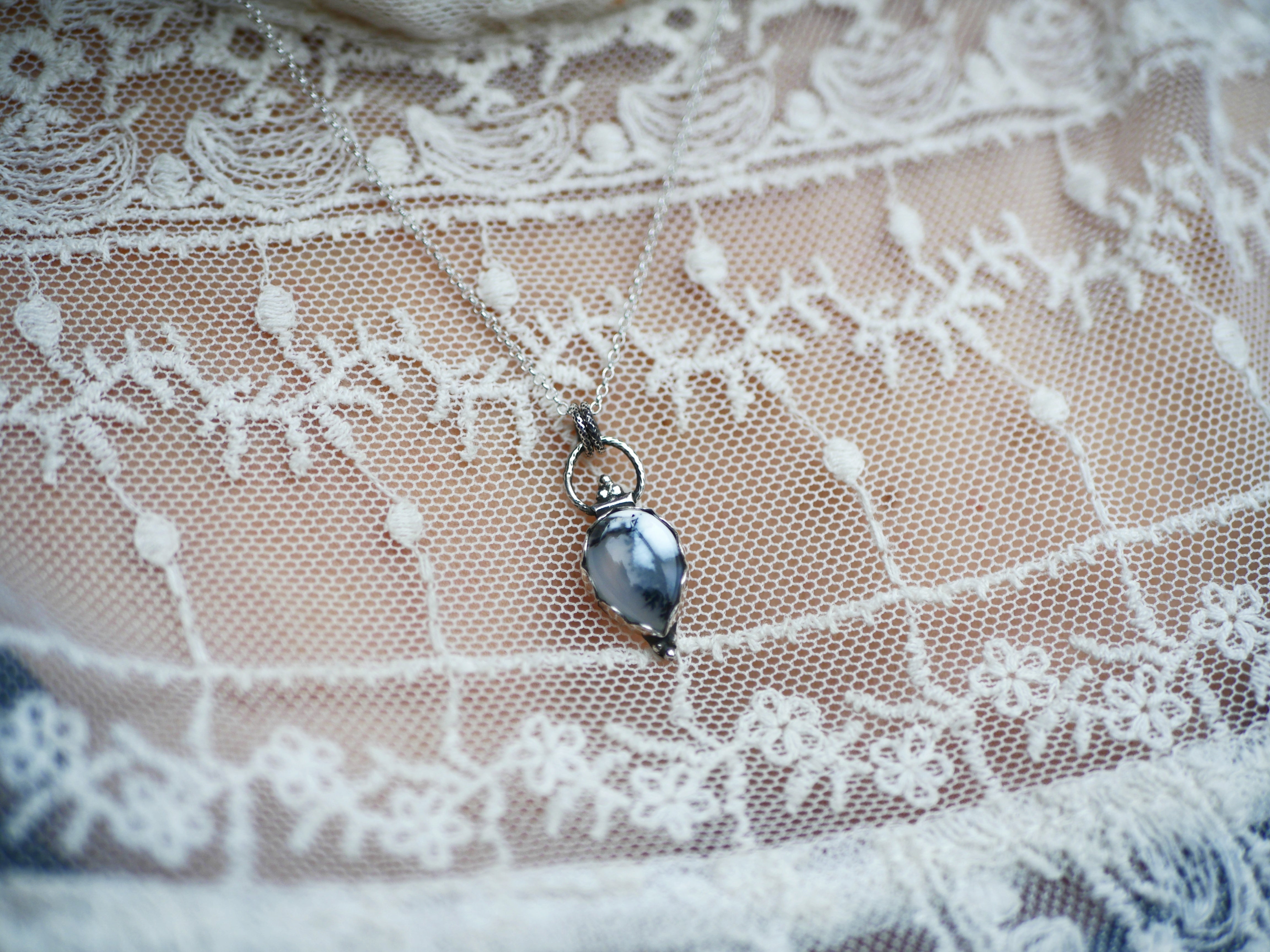 Collier Agate Dendritique I - Argent 925