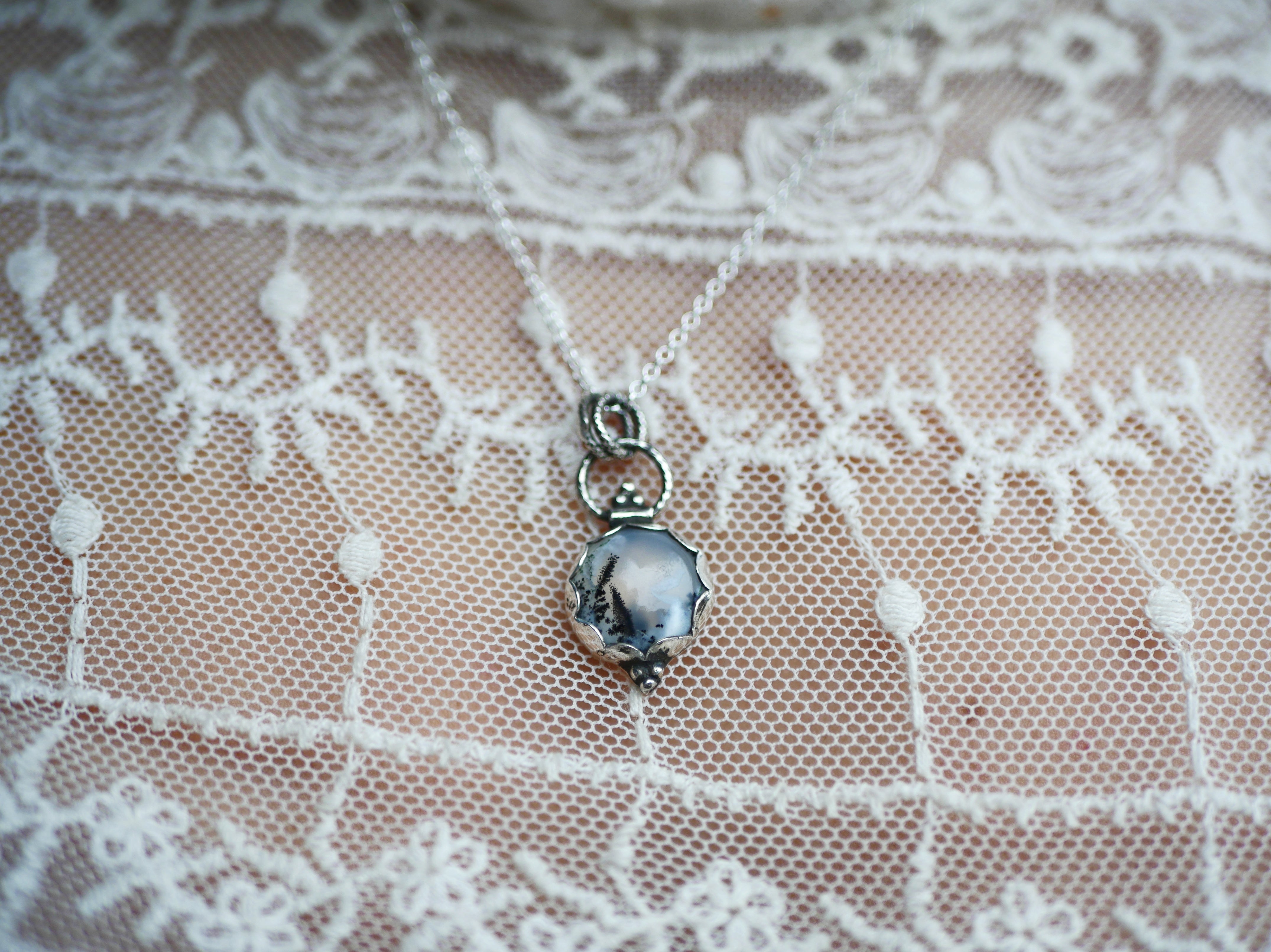 Collier Agate Dendritique II - Argent 925