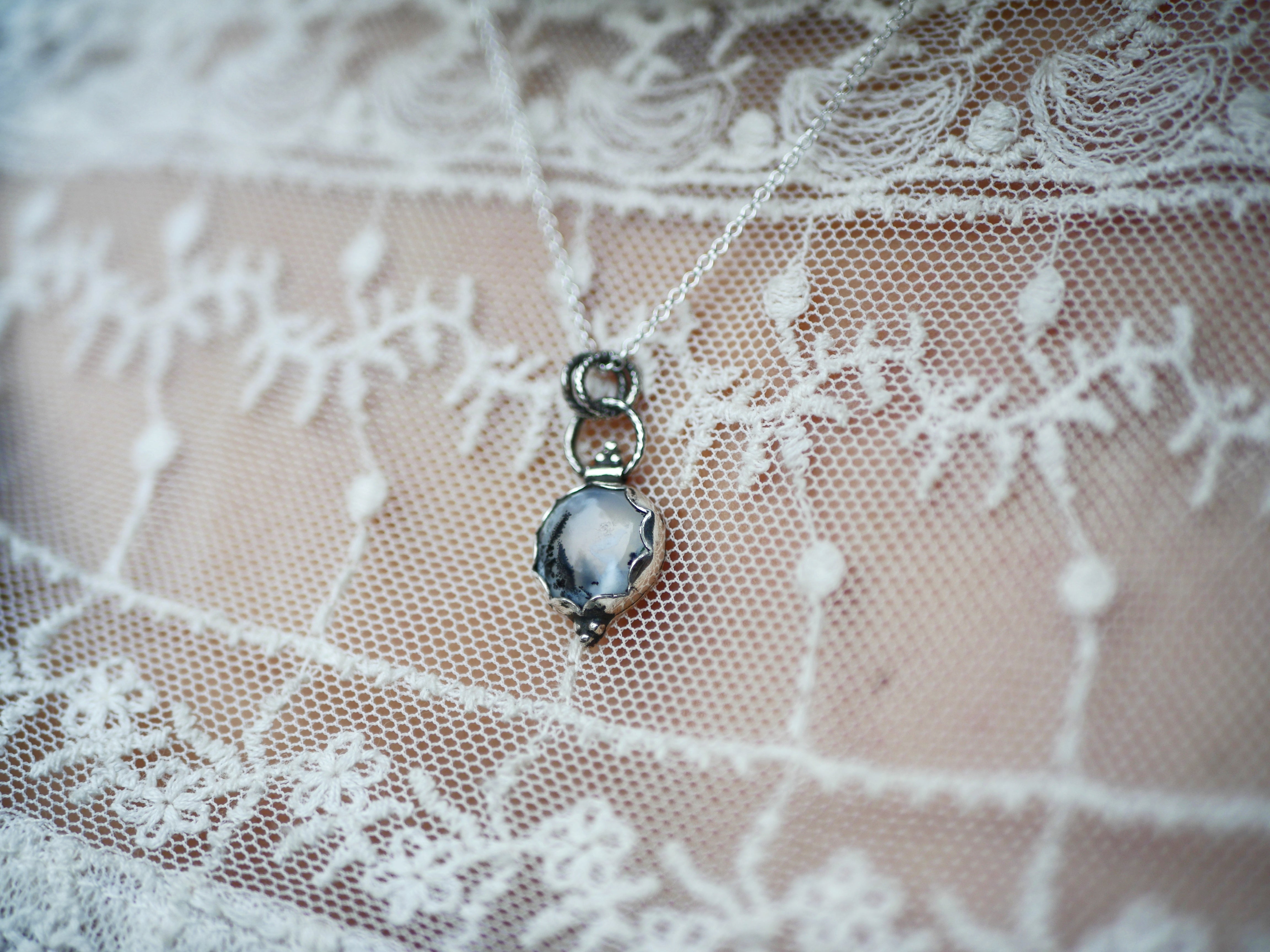 Collier Agate Dendritique II - Argent 925