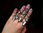 Charger l'image dans la galerie, Bague Éclats des Abysses - Kyanite &amp; Diamants d'Herkimer - Argent 925
