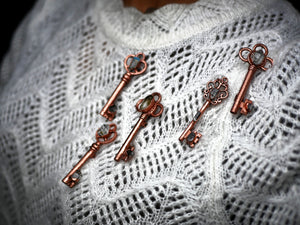 Broche Clef Diamant d'Herkimer - Cuivre